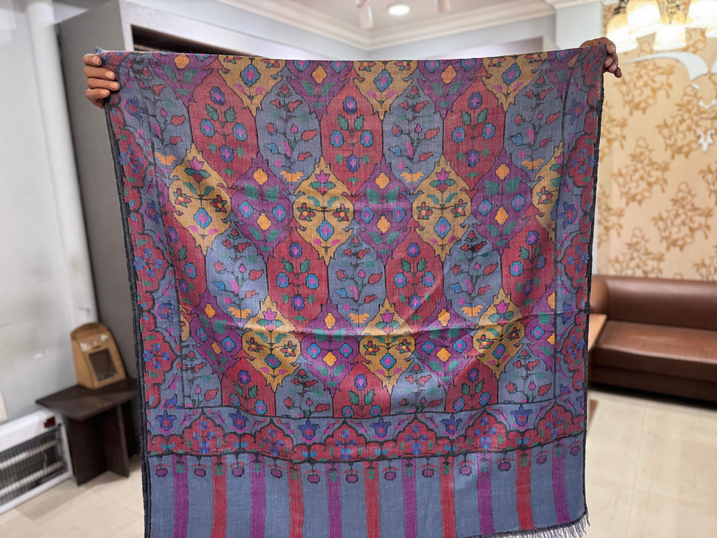 Grey kani woven jama shawl