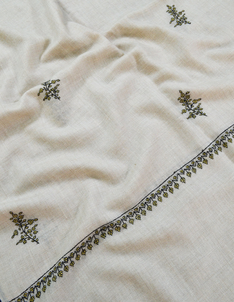 White Embroidery Pashmina Stole 7387