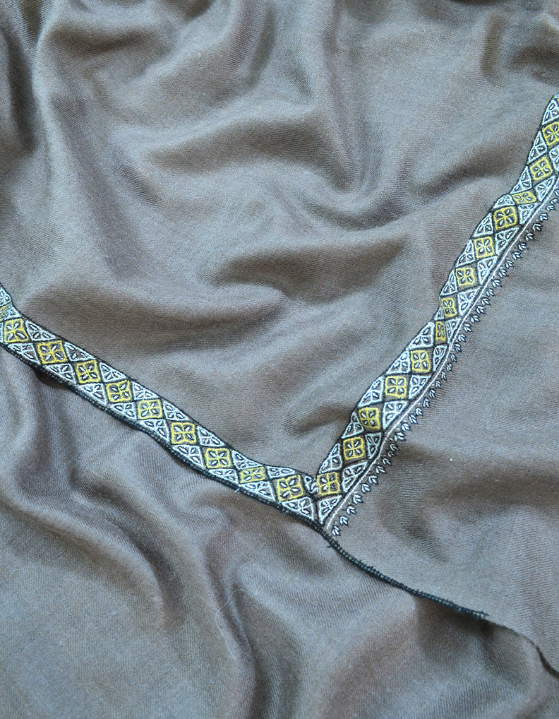Dark Grey Embroidery Pashmina Stole 7392