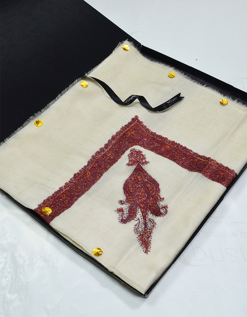 Mussar Rumaal Small Naqsha White RS00028