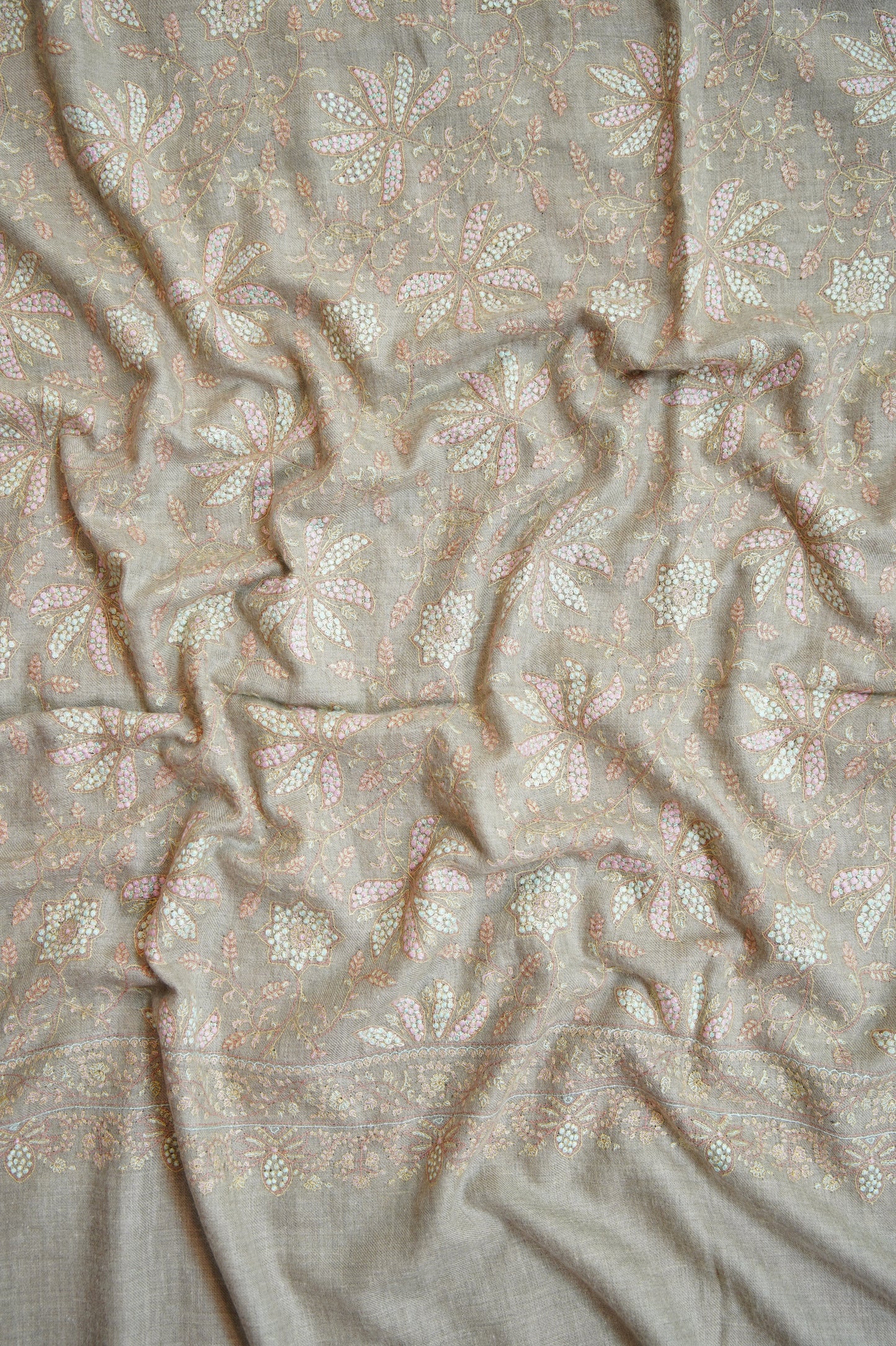 Light natural GI jaali embroidery pashmina shawl 0003