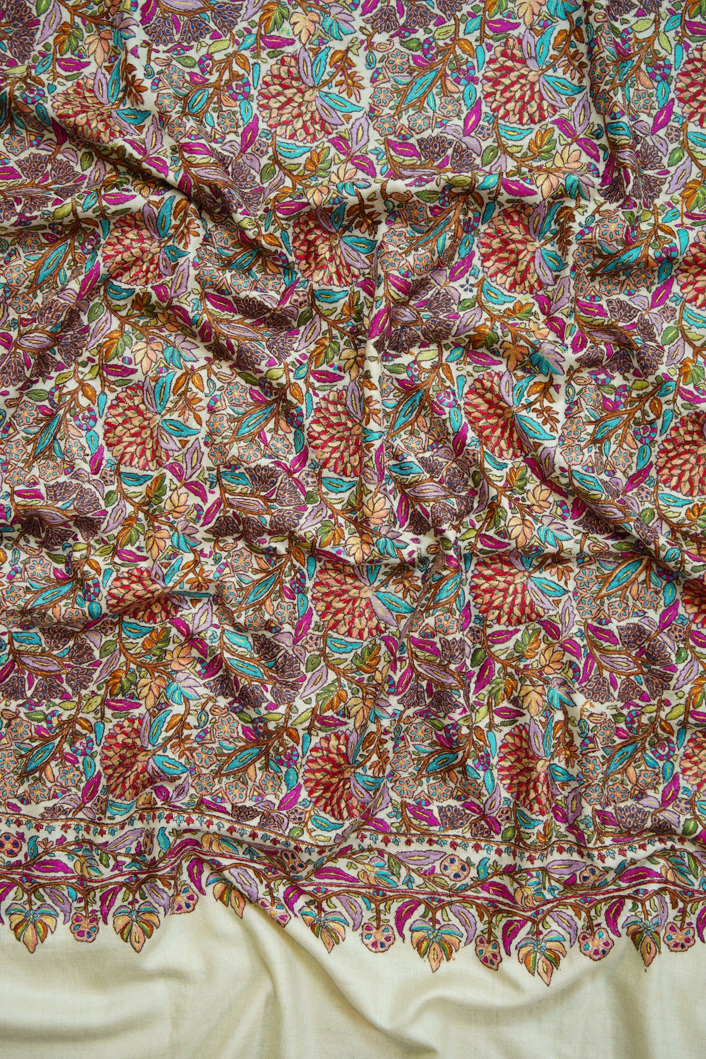 creamy white GI jamma embroidery pashmina shawl 0005