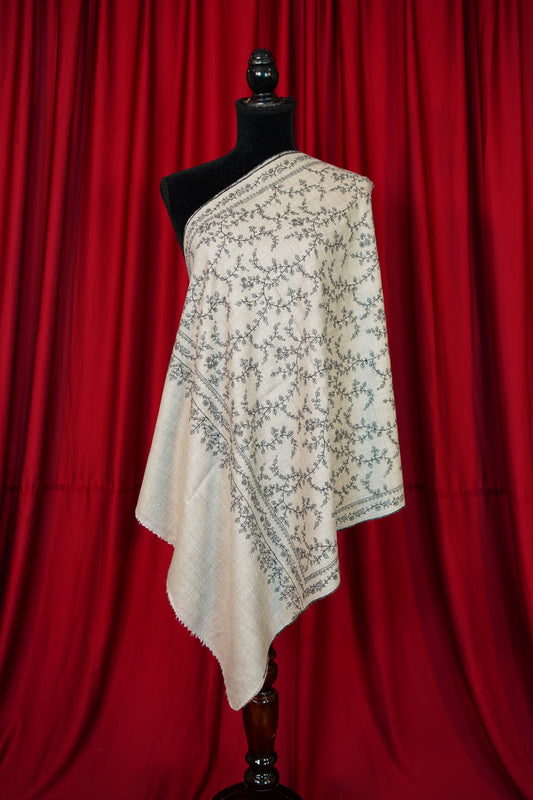 natural GI jaali embroidery pashmina stole 0007
