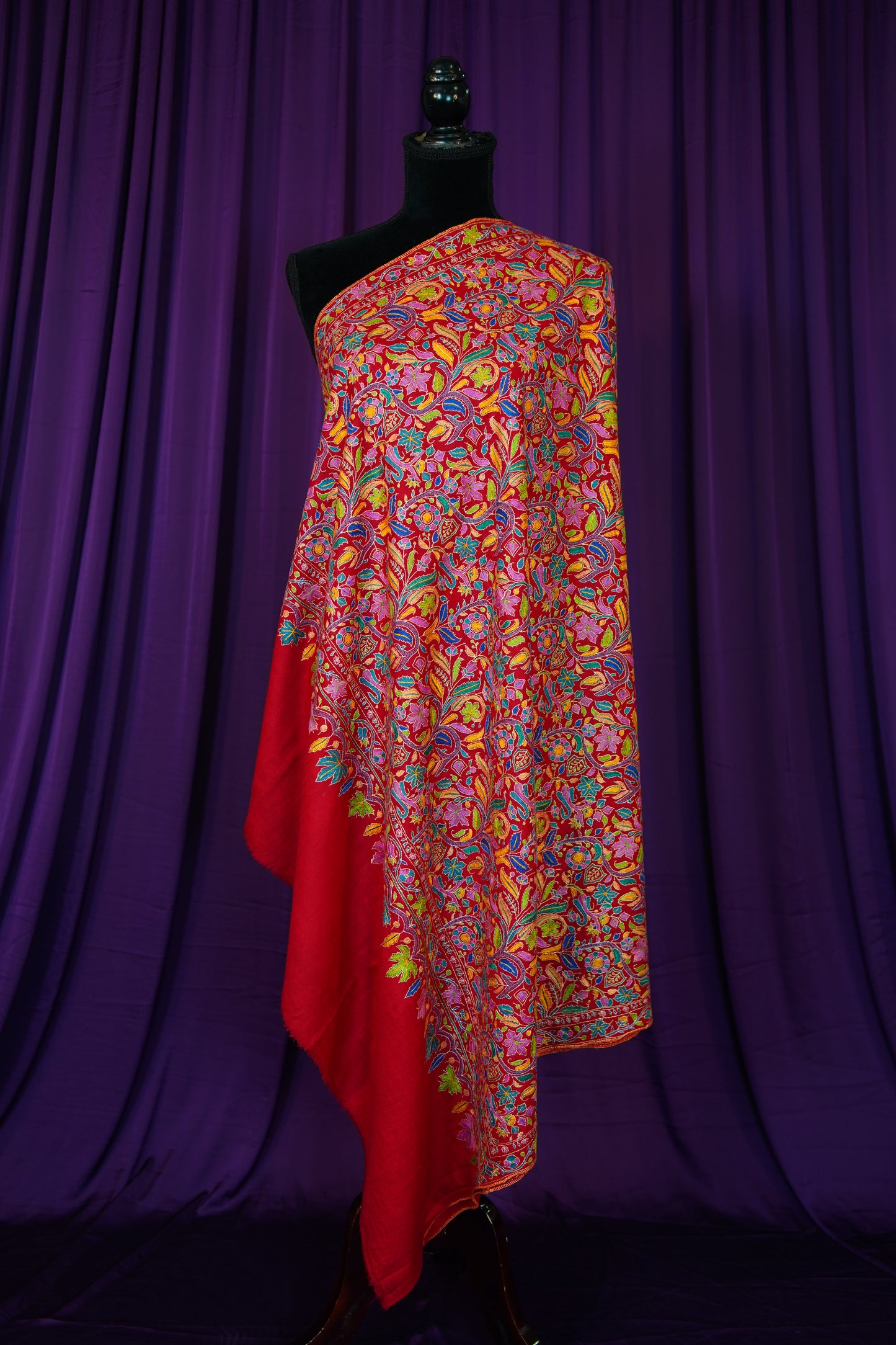 red GI jamma embroidery pashmina shawl 0011