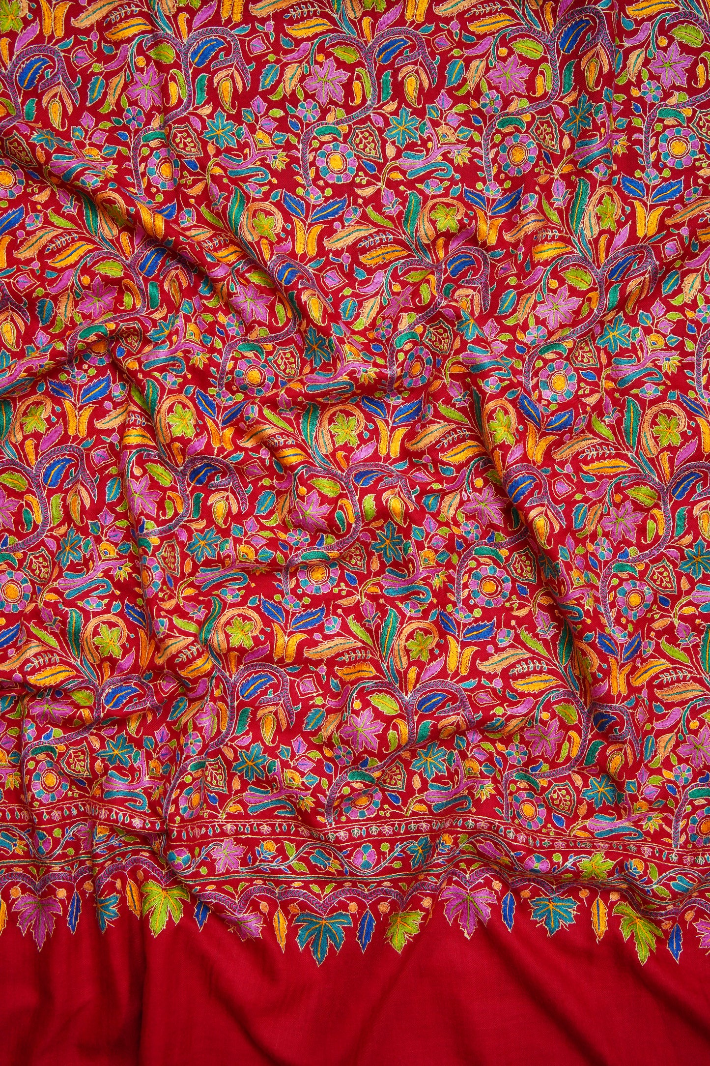 red GI jamma embroidery pashmina shawl 0011