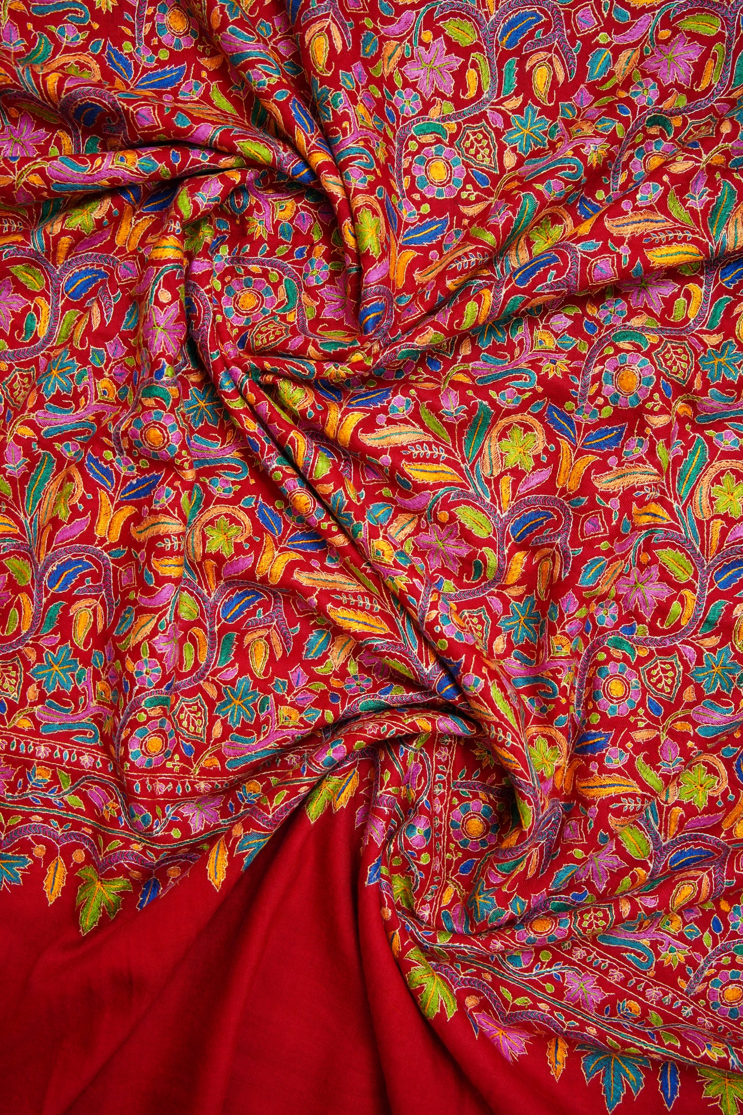 red GI jamma embroidery pashmina shawl 0011