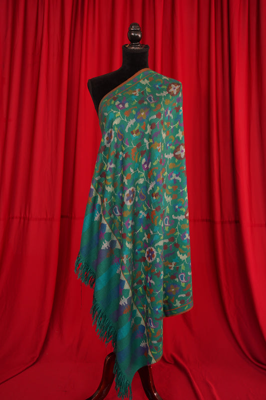 light bottle green GI kani jamma pashmina shawl 0016