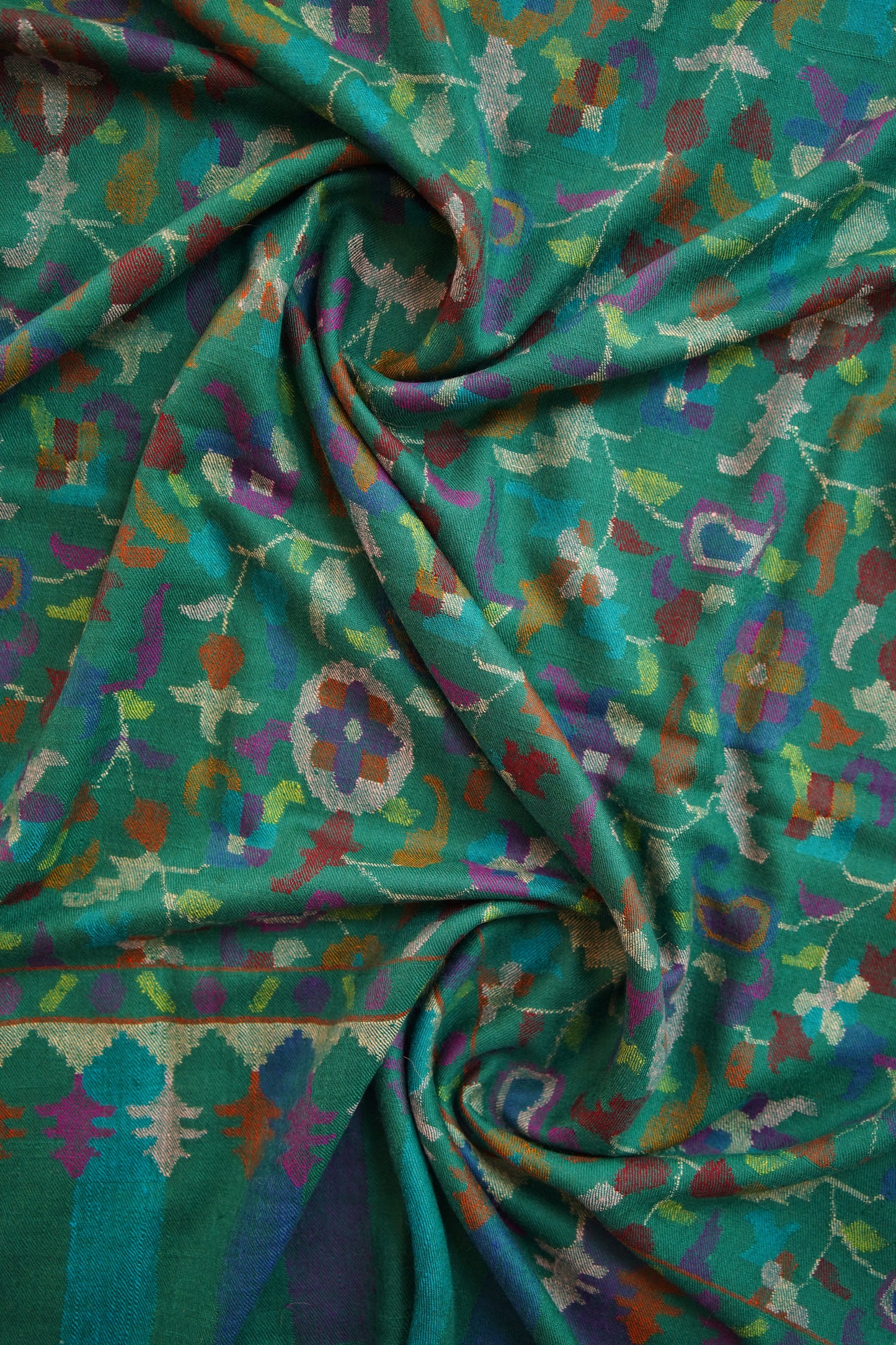 light bottle green GI kani jamma pashmina shawl 0016