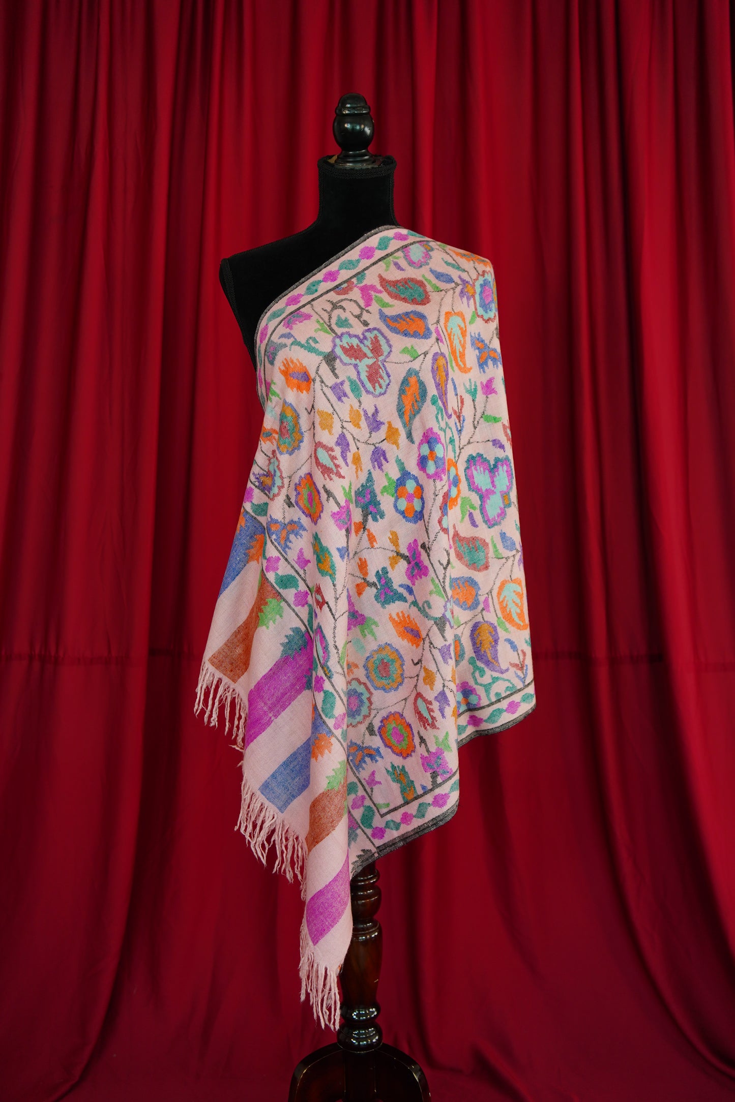 pink handspun GI kani jamma pashmina stole 0017