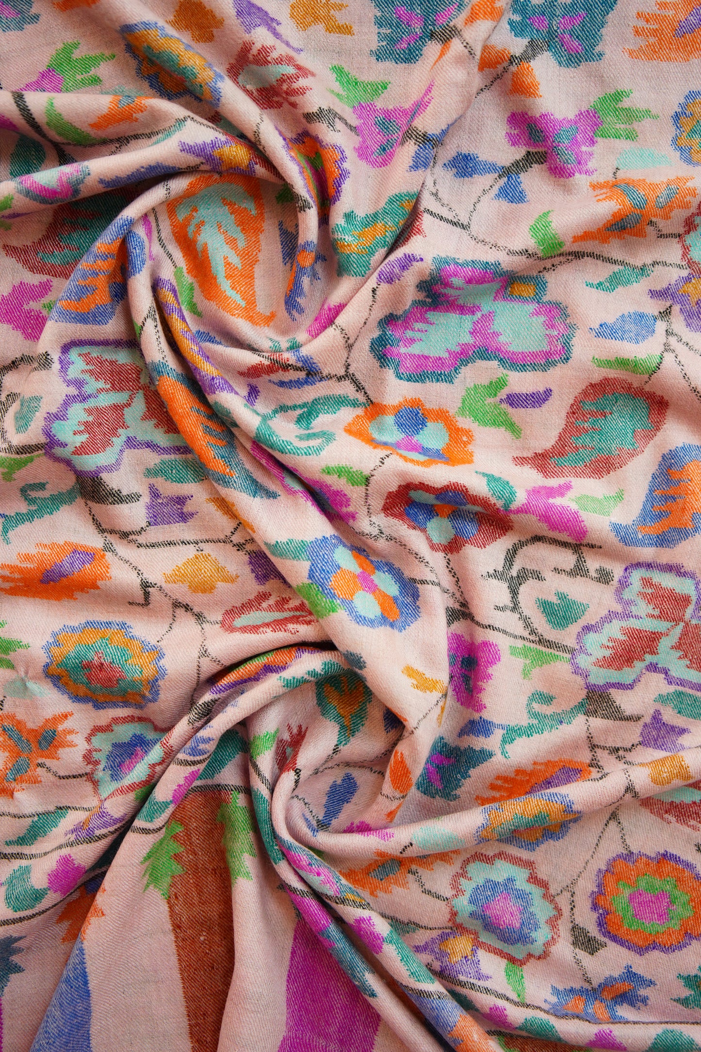 pink handspun GI kani jamma pashmina stole 0017