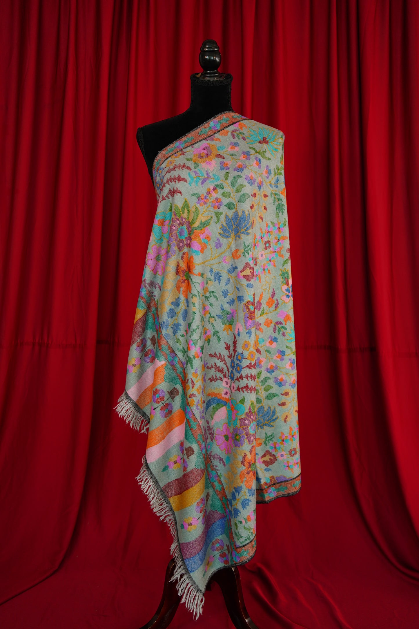 multi-coloured handspun GI kani jamma pashmina shawl 0020