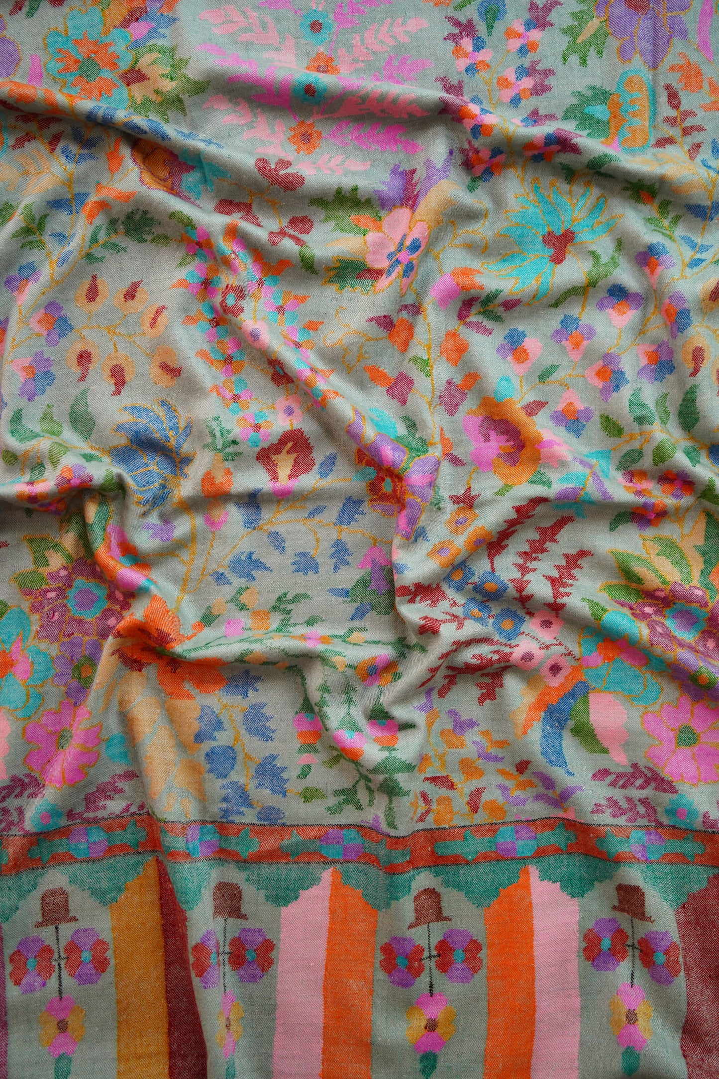 multi-coloured handspun GI kani jamma pashmina shawl 0020