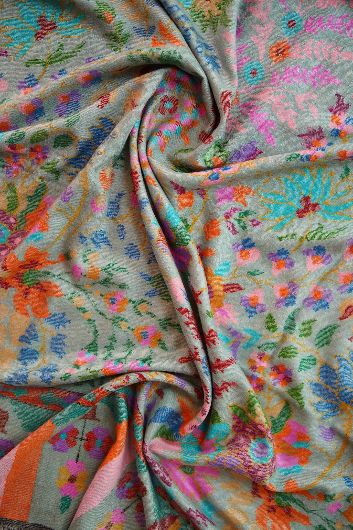 multi-coloured handspun GI kani jamma pashmina shawl 0020