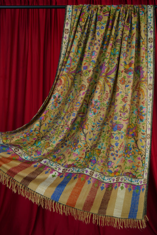 multi-coloured handspun XL GI kani jamma pashmina shawl 0021