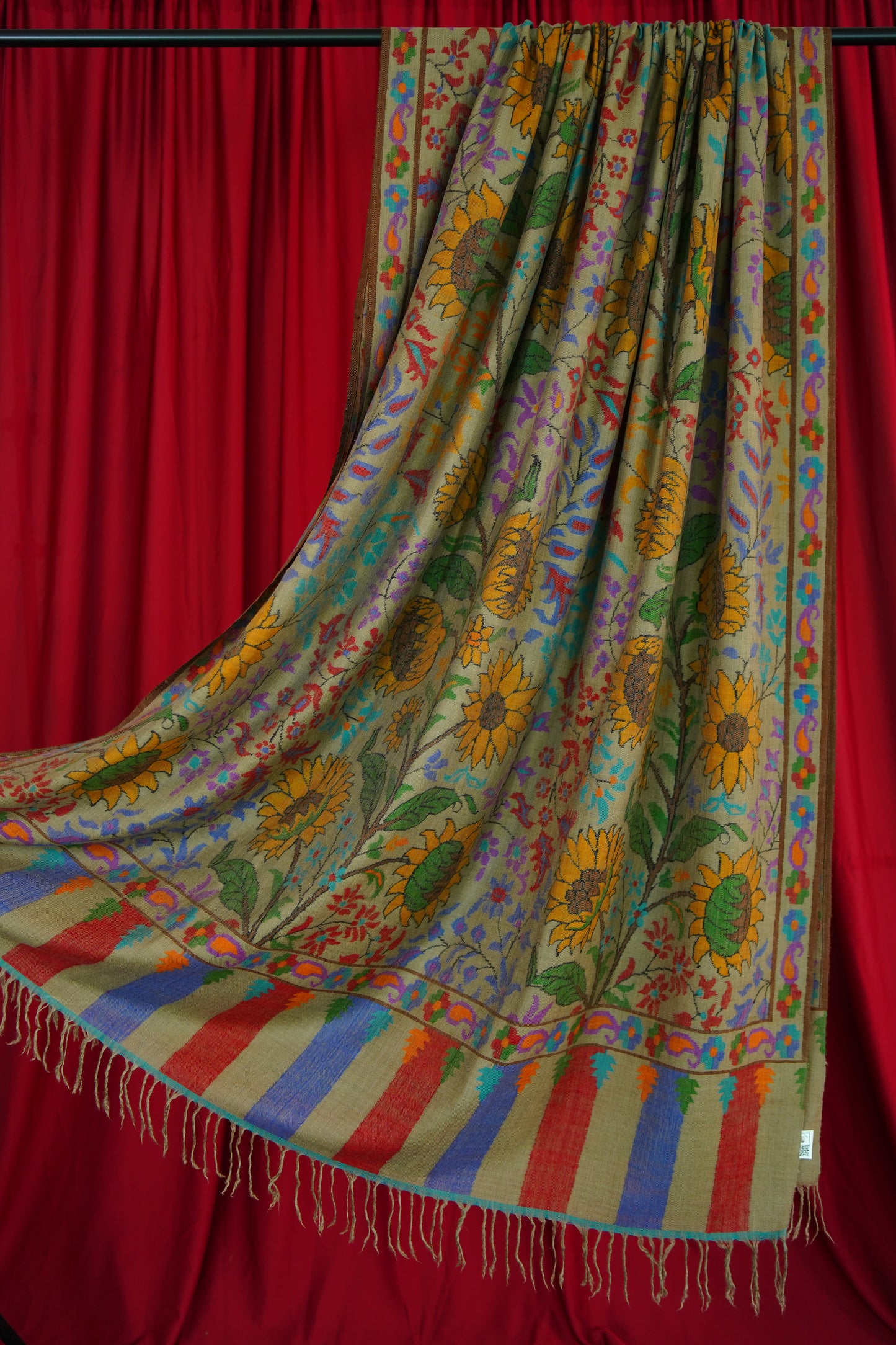 natural sunflowers XL GI kani jamma pashmina shawl 0023