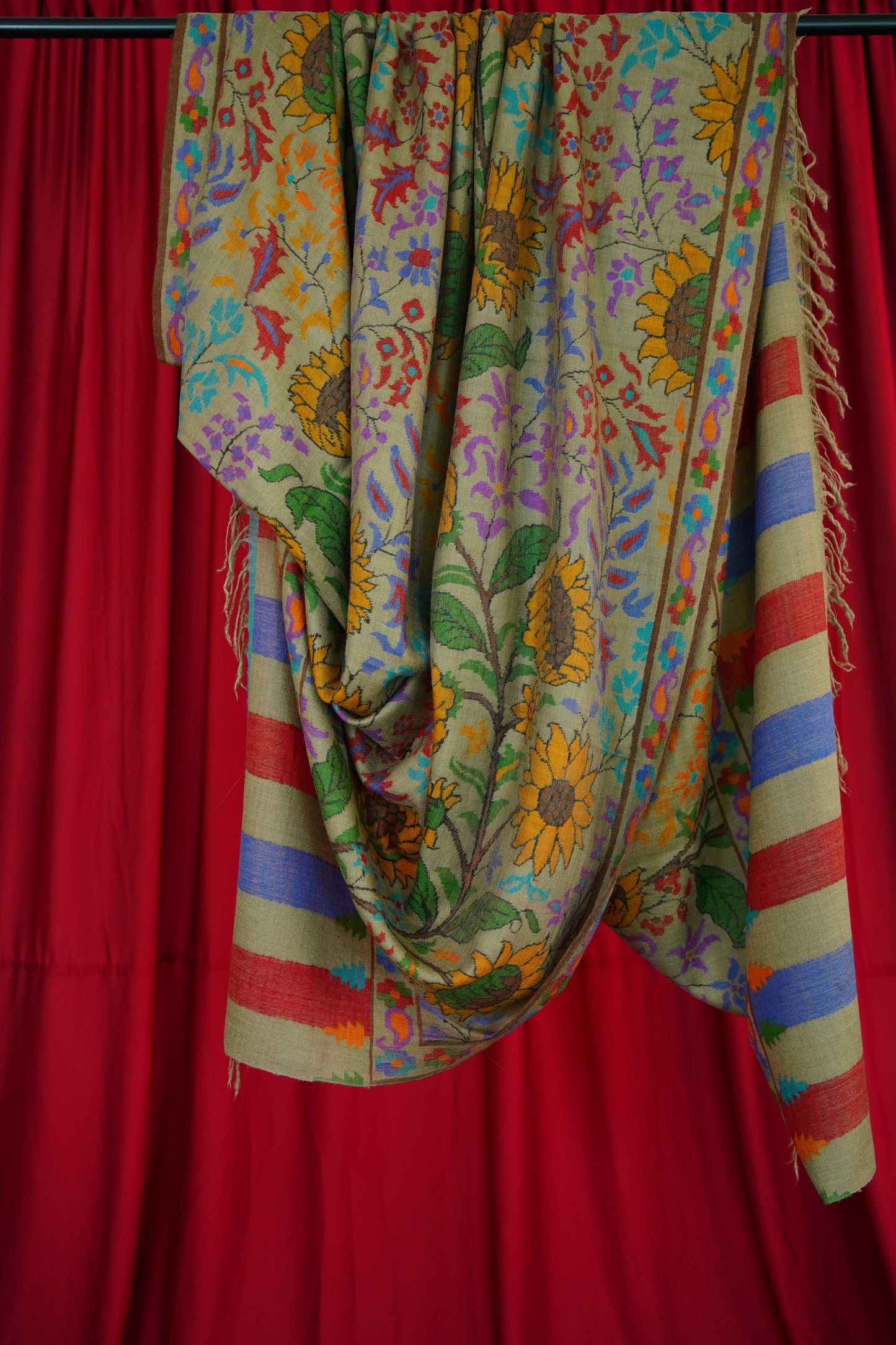 natural sunflowers XL GI kani jamma pashmina shawl 0023