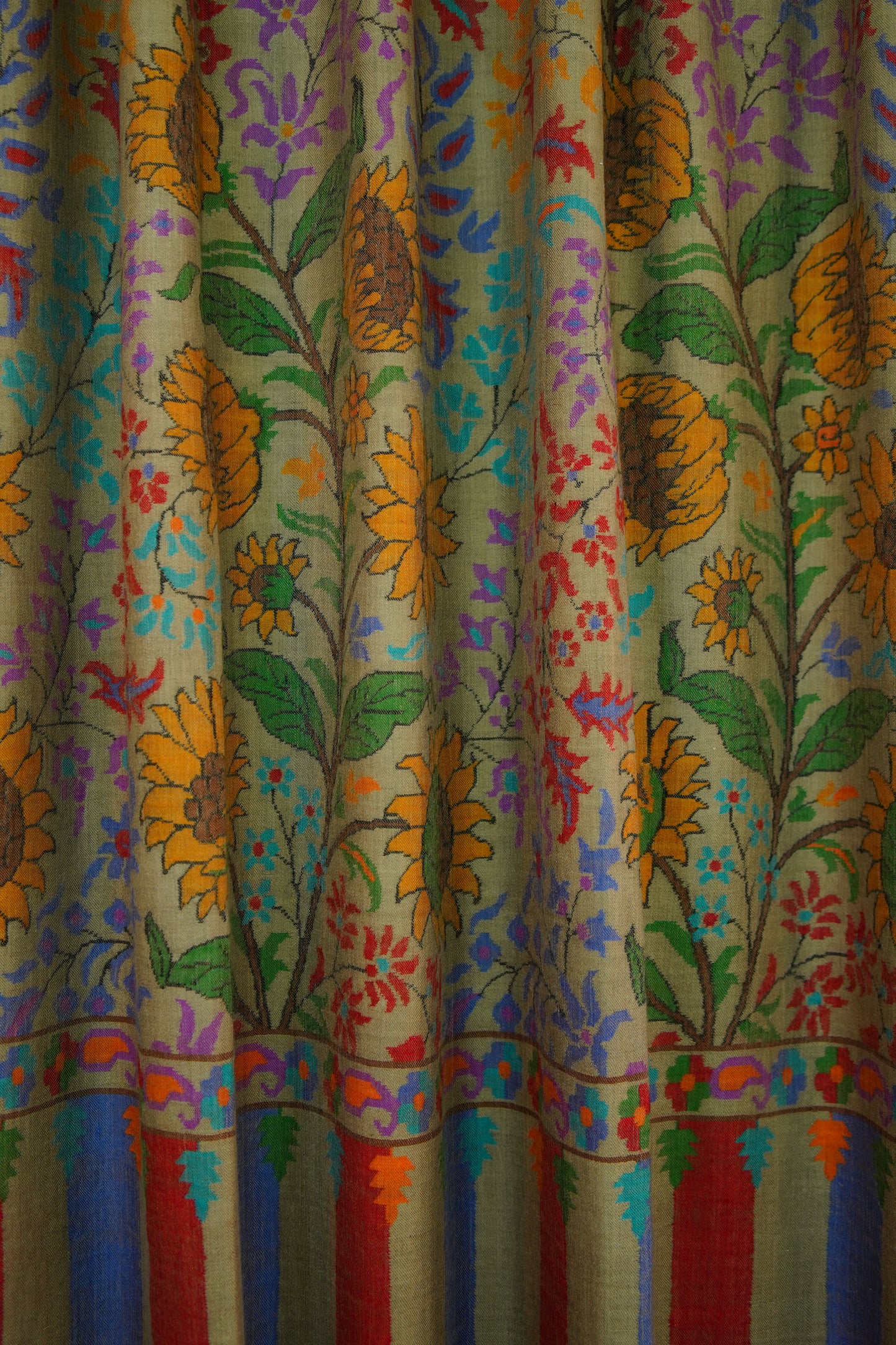 natural sunflowers XL GI kani jamma pashmina shawl 0023