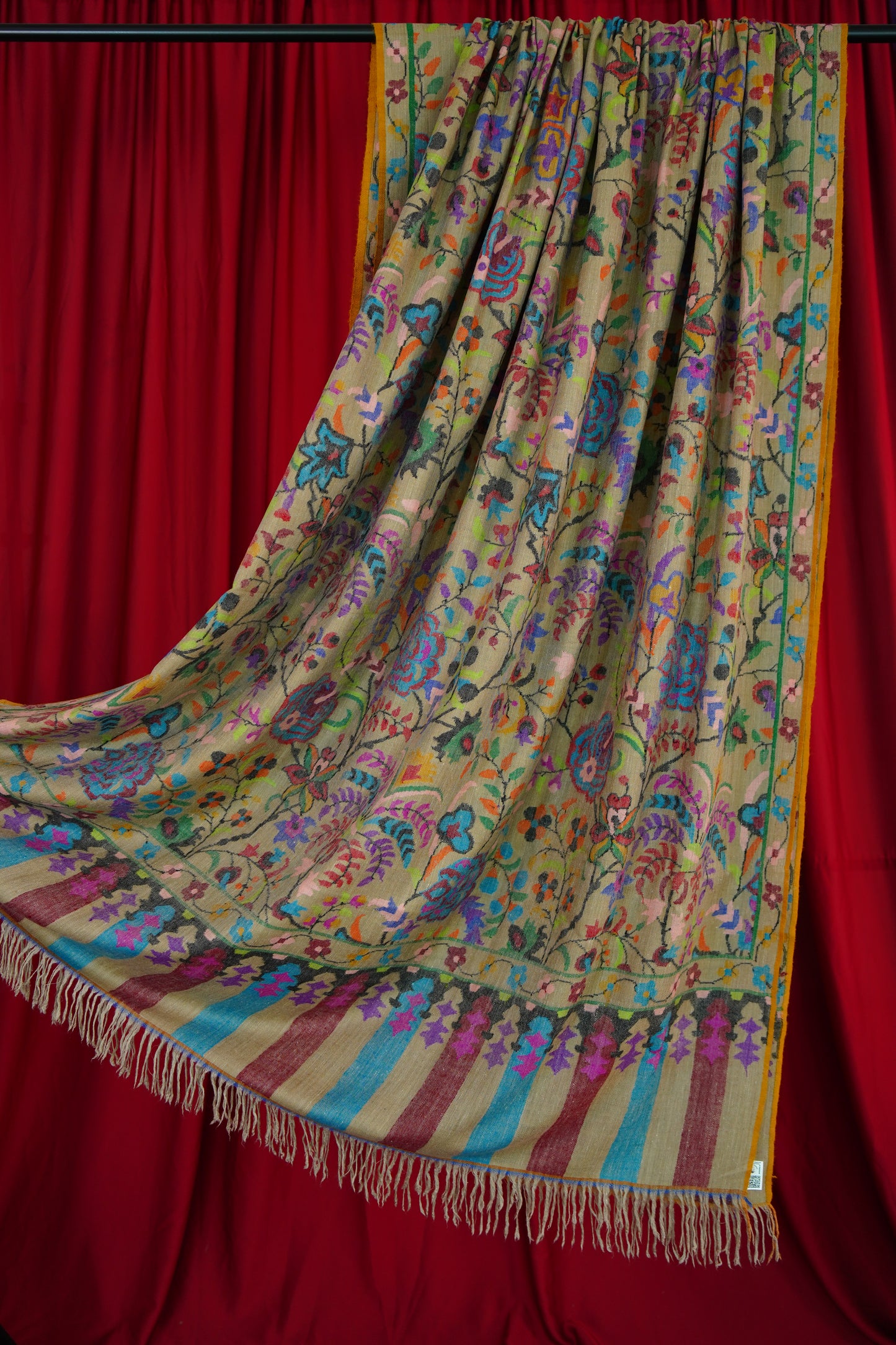 multi-coloured XL GI kani jamma pashmina shawl 0026