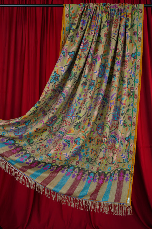 multi-coloured XL GI kani jamma pashmina shawl 0026
