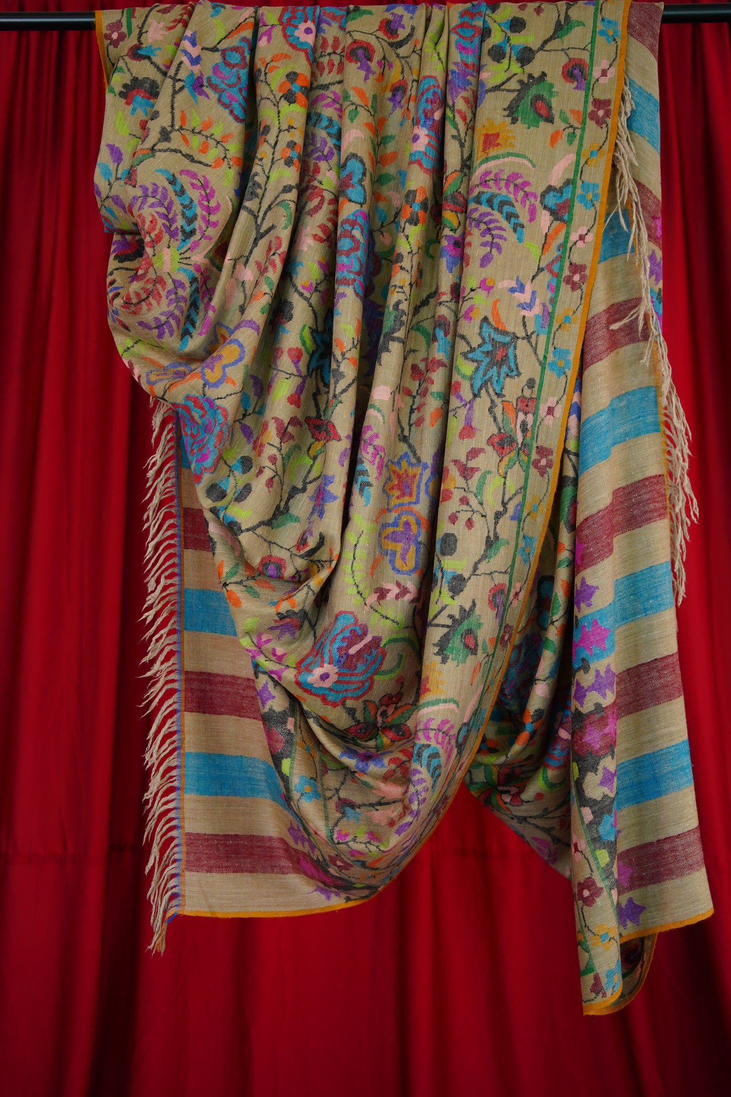 multi-coloured XL GI kani jamma pashmina shawl 0026
