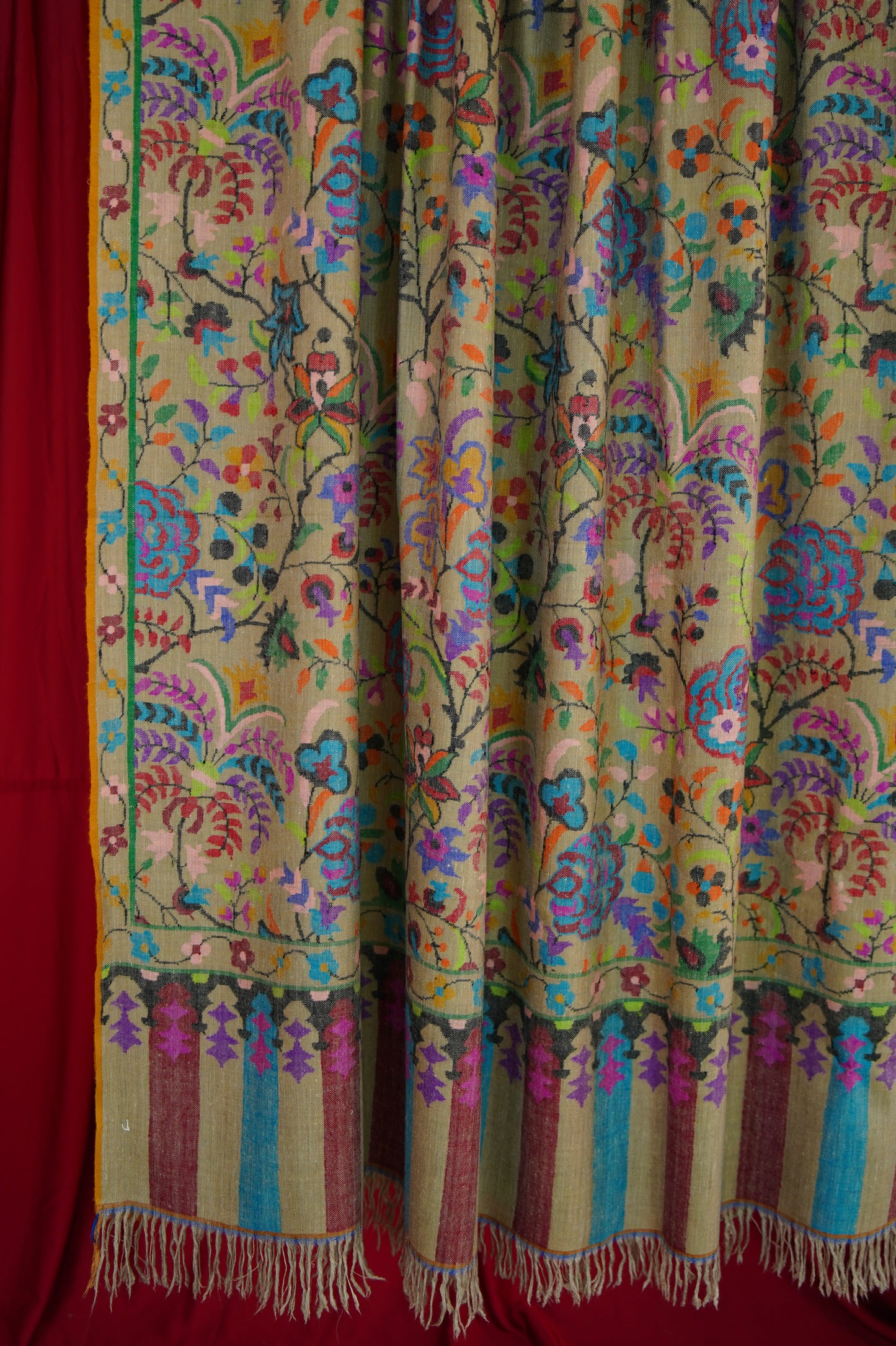 multi-coloured XL GI kani jamma pashmina shawl 0026