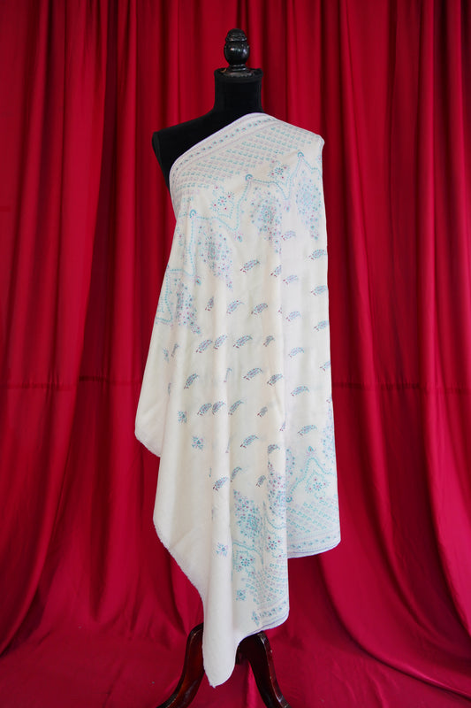 off white GI embroidery pashmina shawl 0028