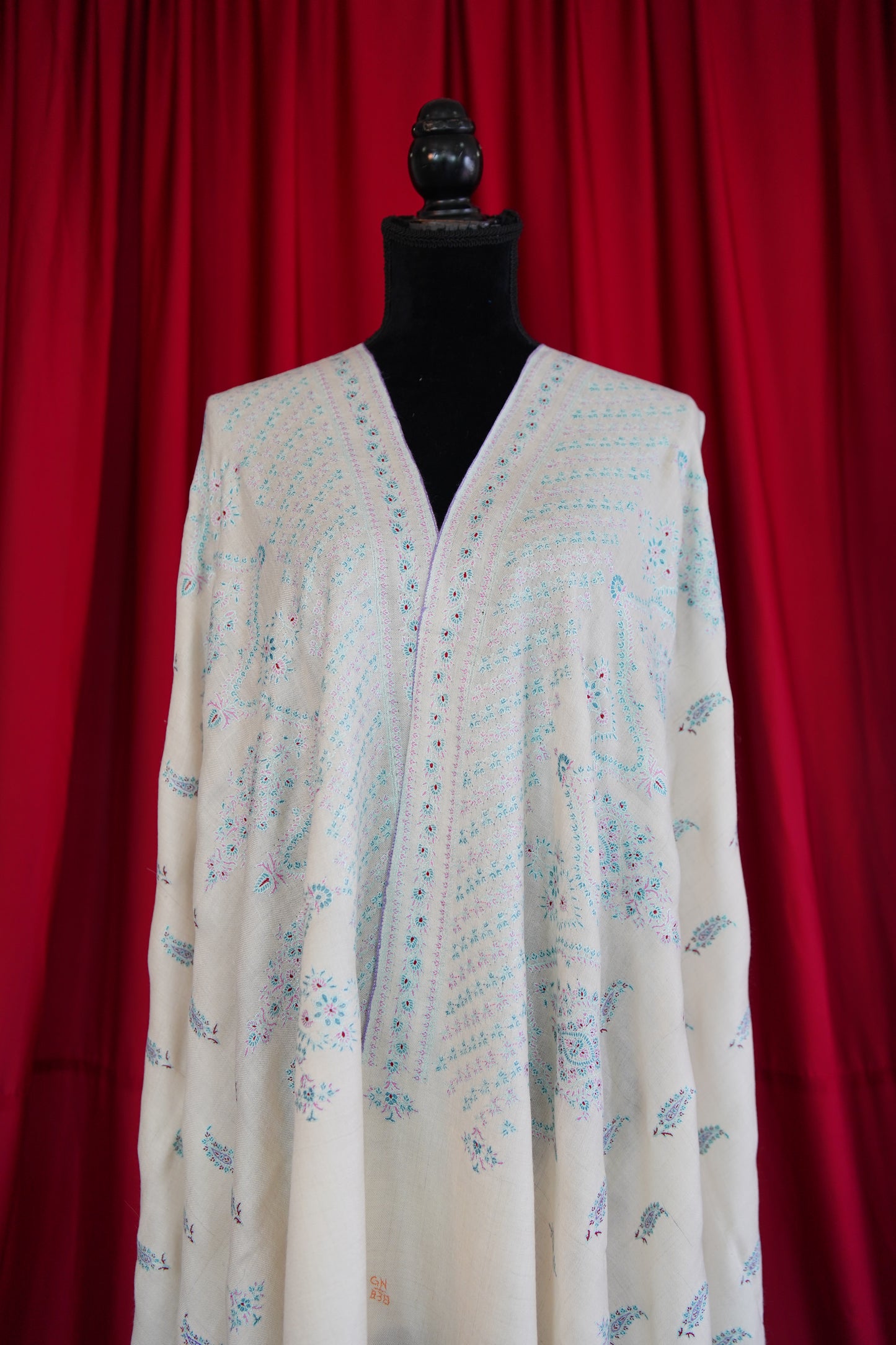 off white GI embroidery pashmina shawl 0028
