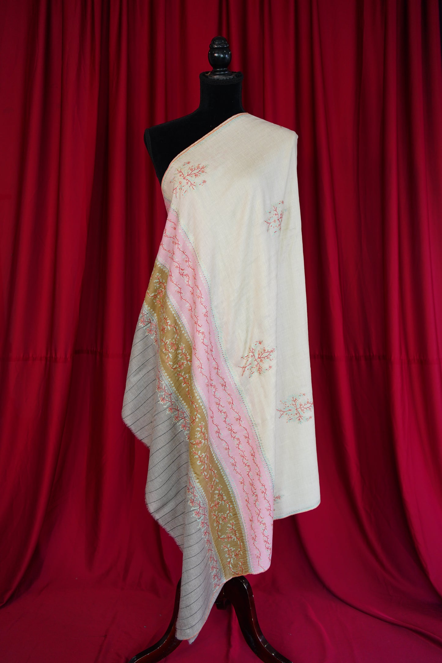 multi-coloured GI embroidery pashmina shawl 0029