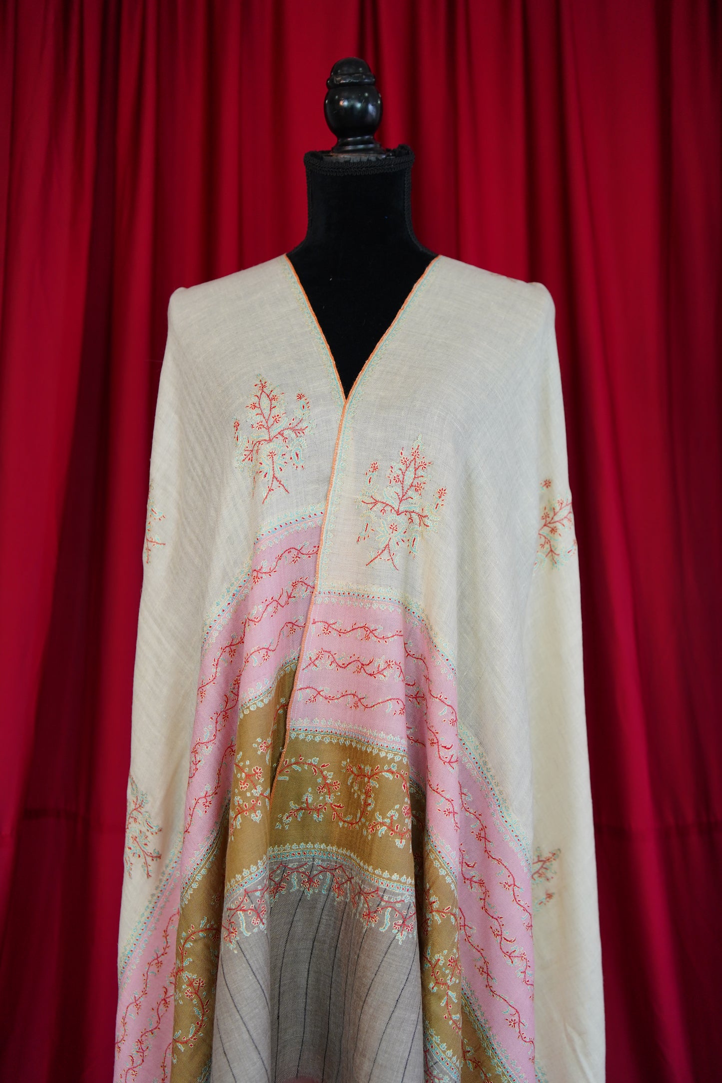 multi-coloured GI embroidery pashmina shawl 0029