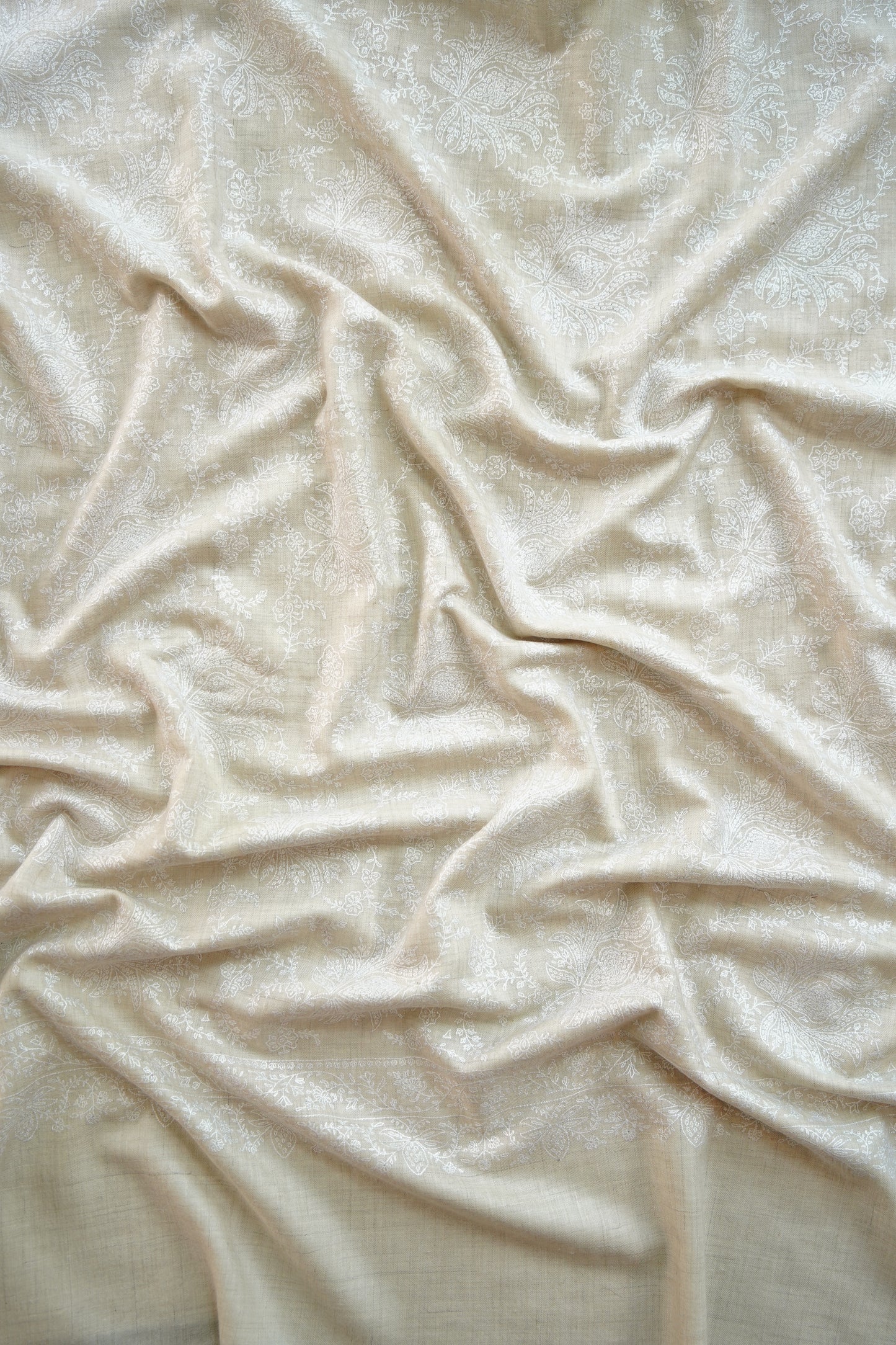 white on white GI embroidery pashmina shawl 0030