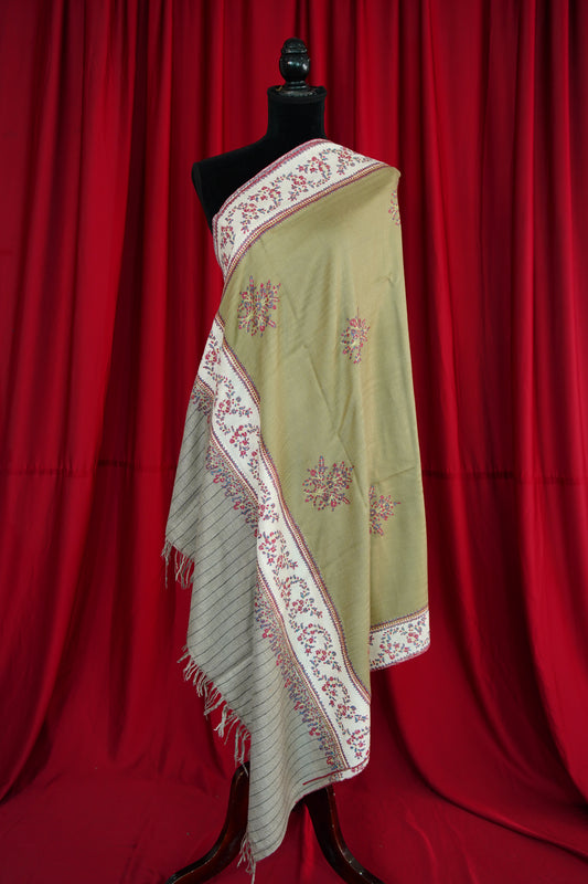 tri-colour GI embroidery pashmina shawl 0031