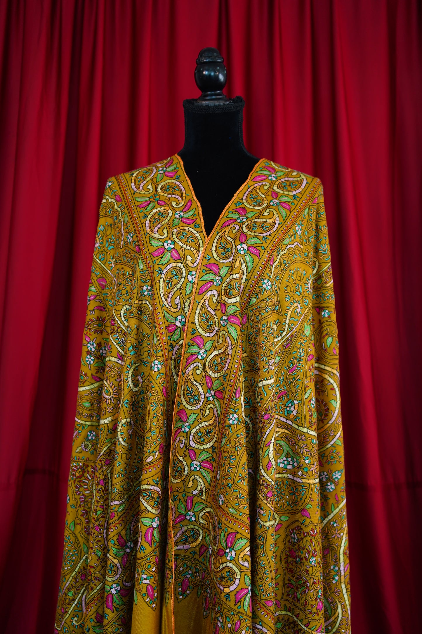 mustard GI jamma embroidery pashmina shawl 0032