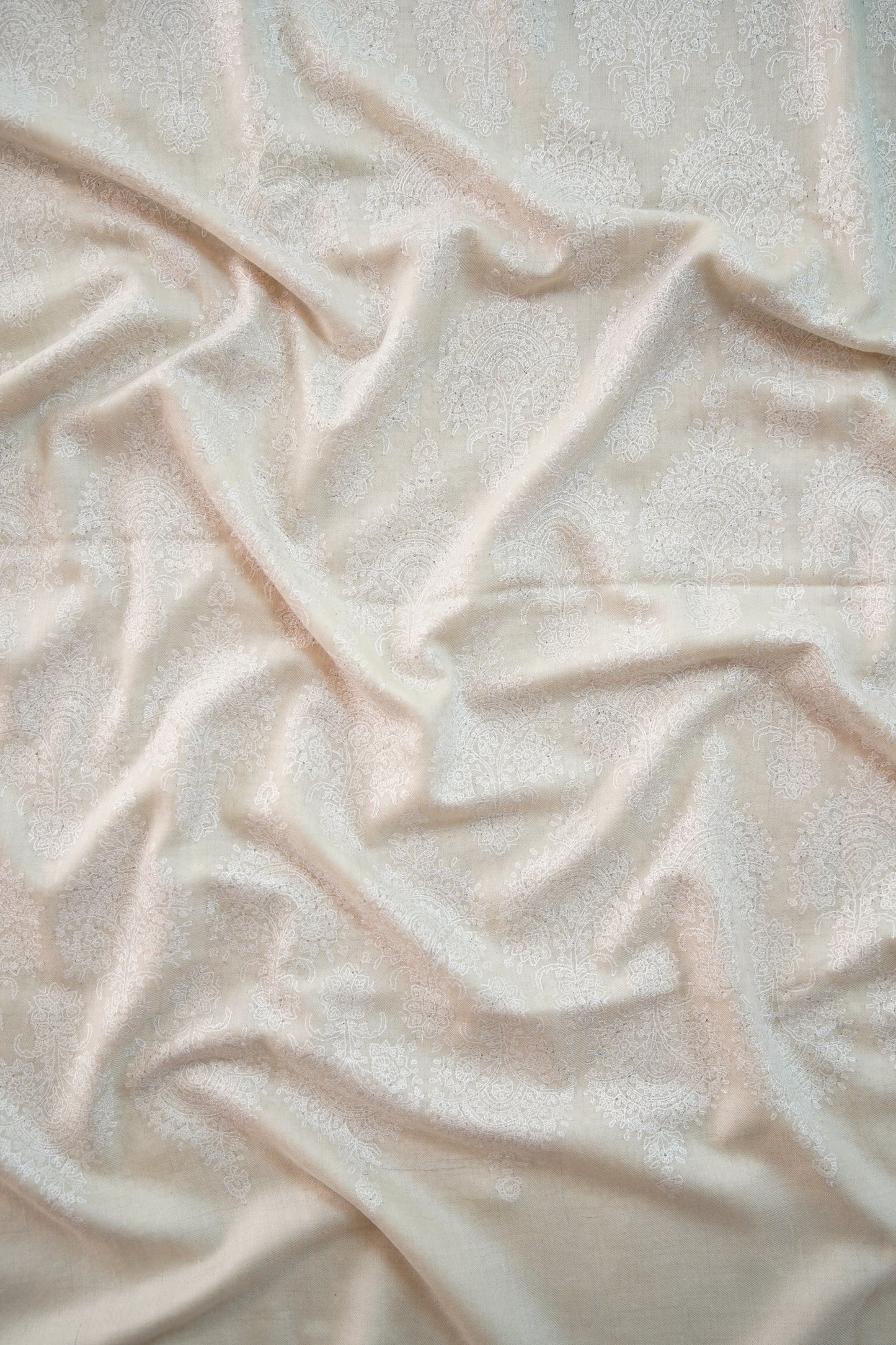 white on white GI embroidery pashmina shawl 0034