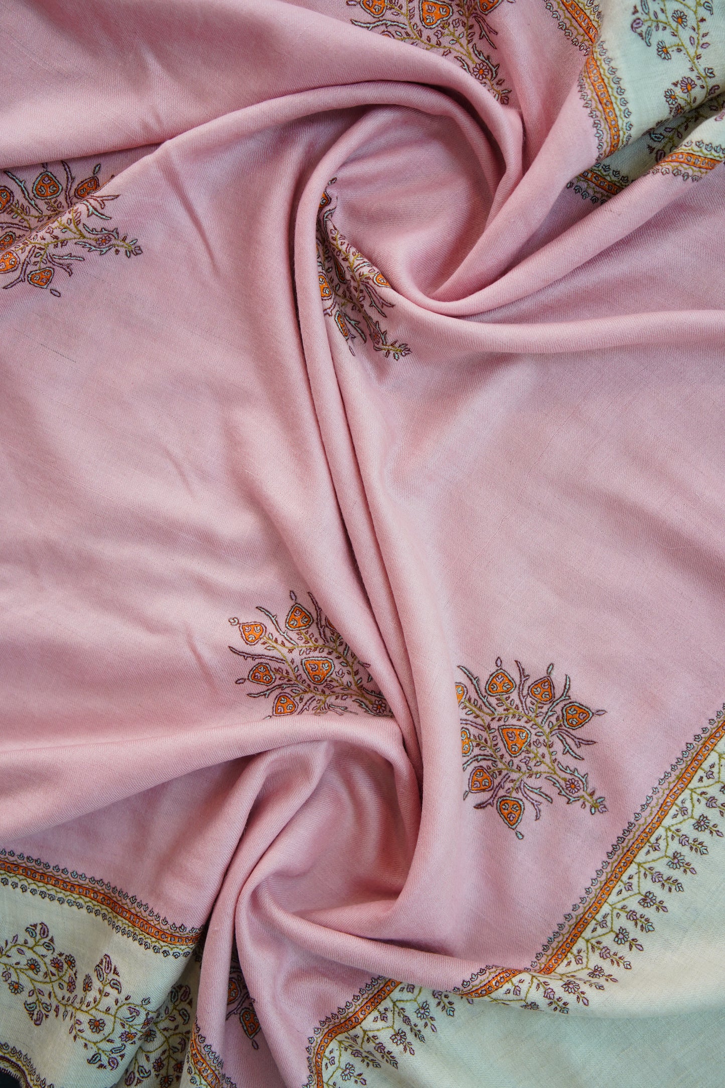 white and pink GI butis embroidery pashmina shawl 0035