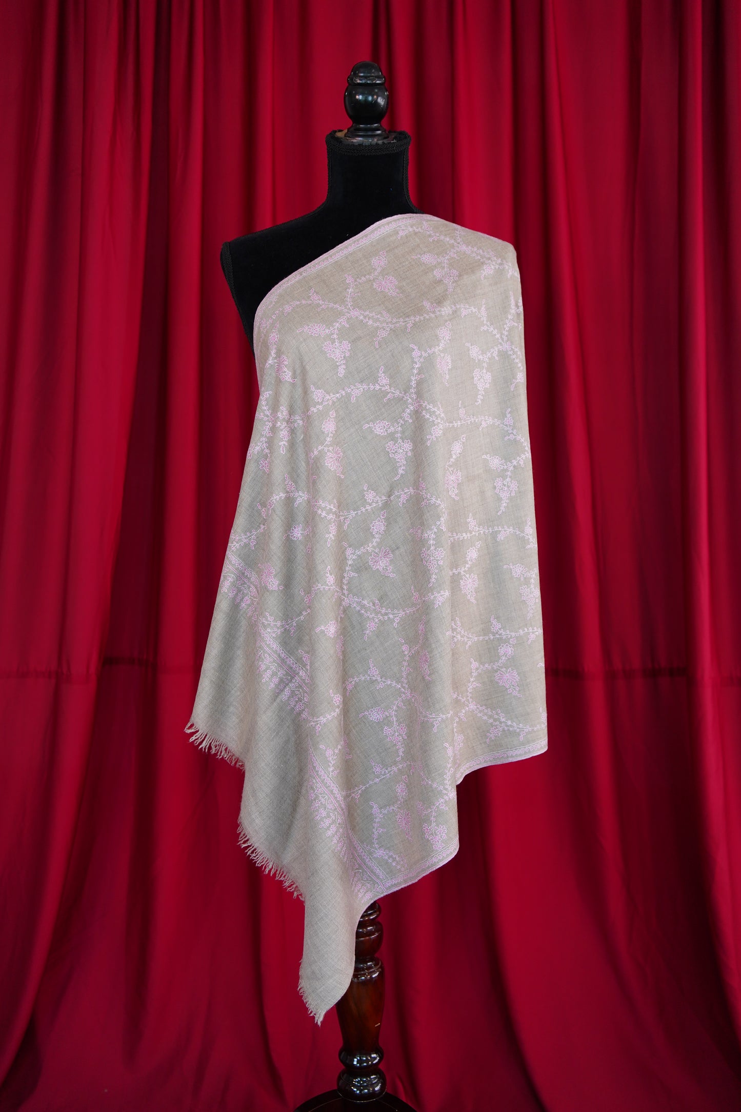 natural GI jaali embroidery pashmina stole 0037