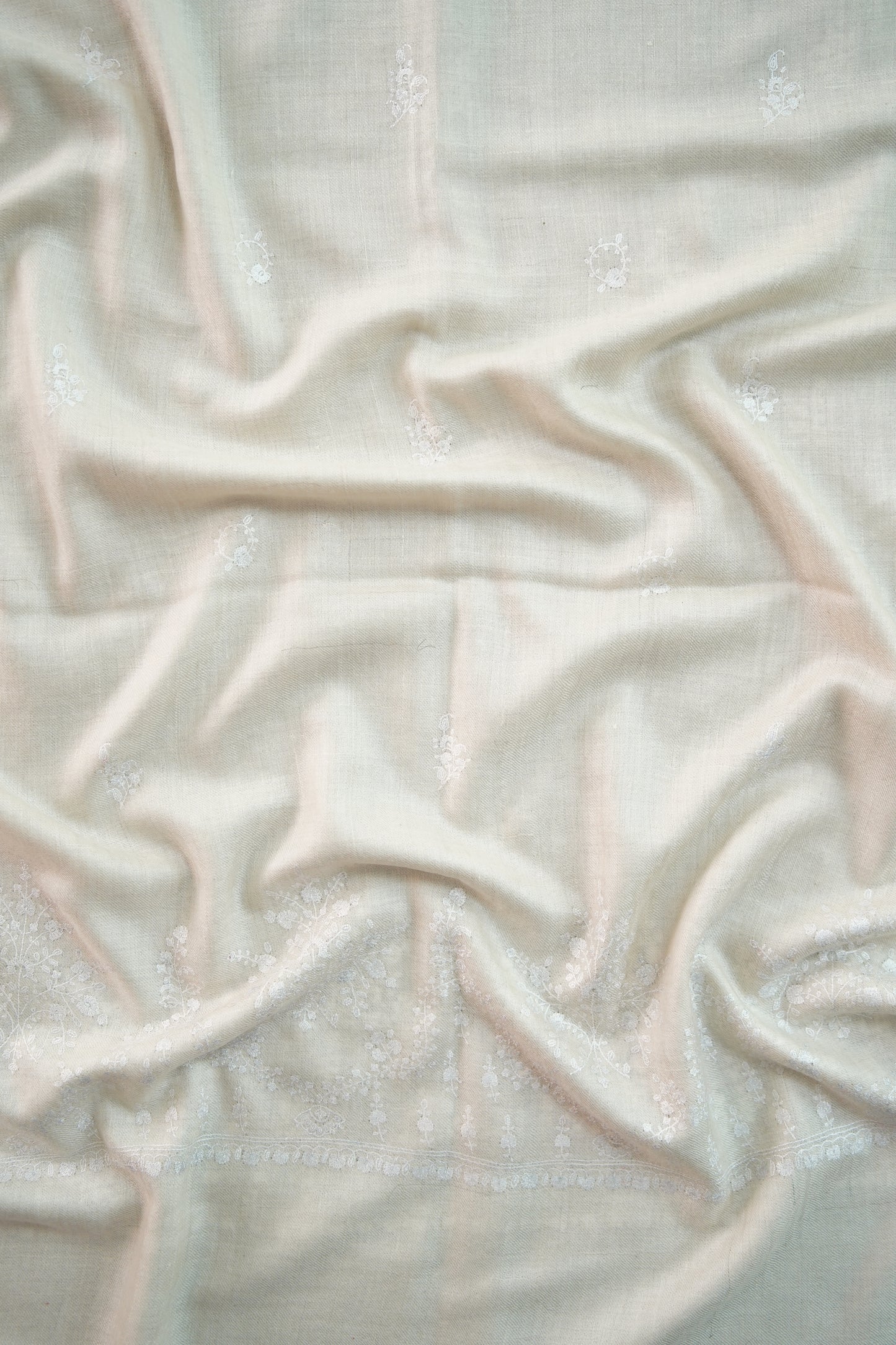 white on white GI embroidery pashmina stole 0041