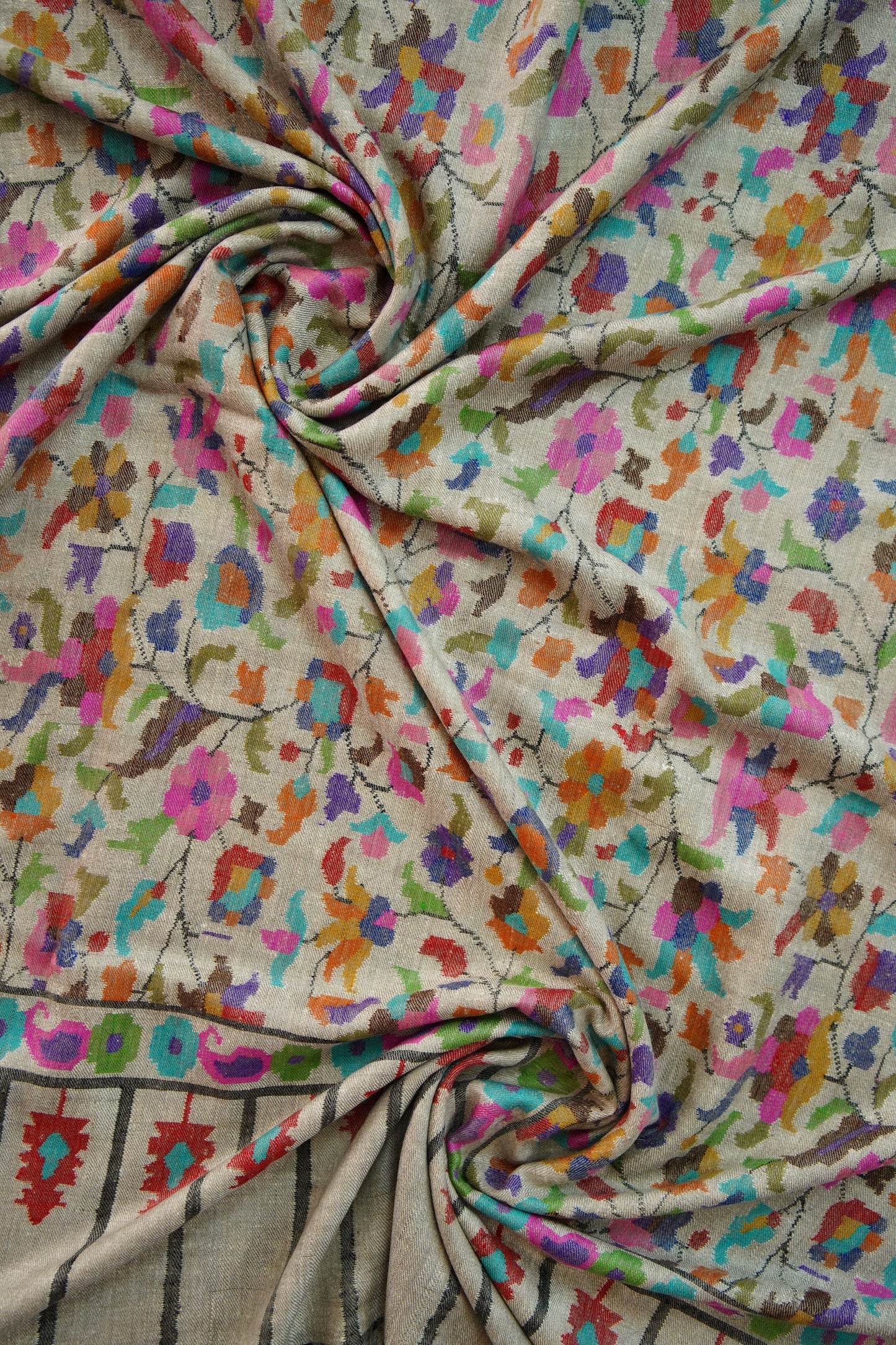 multi-coloured GI kani jamma pashmina shawl 0045