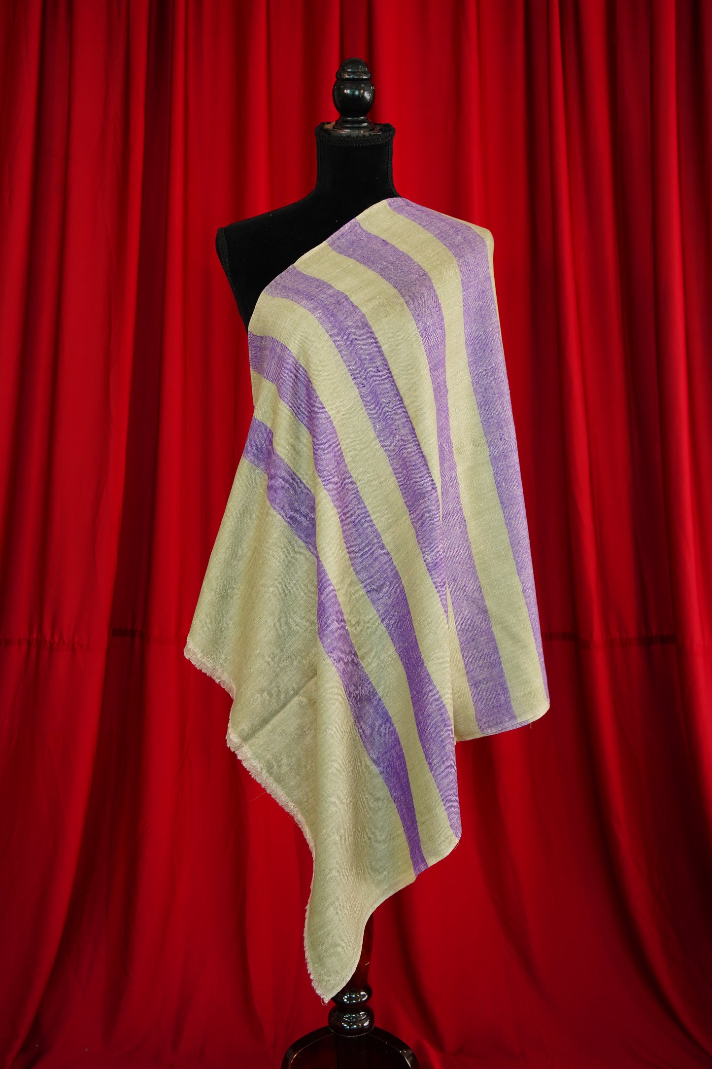 purple and natural striped pashmina stole 0046