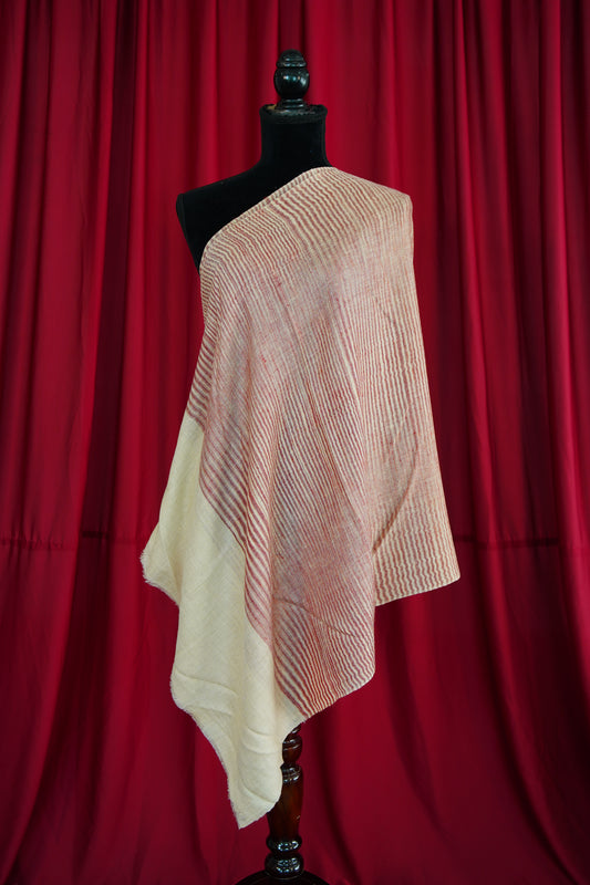 red and creamy-white striped pashmina stole 0047