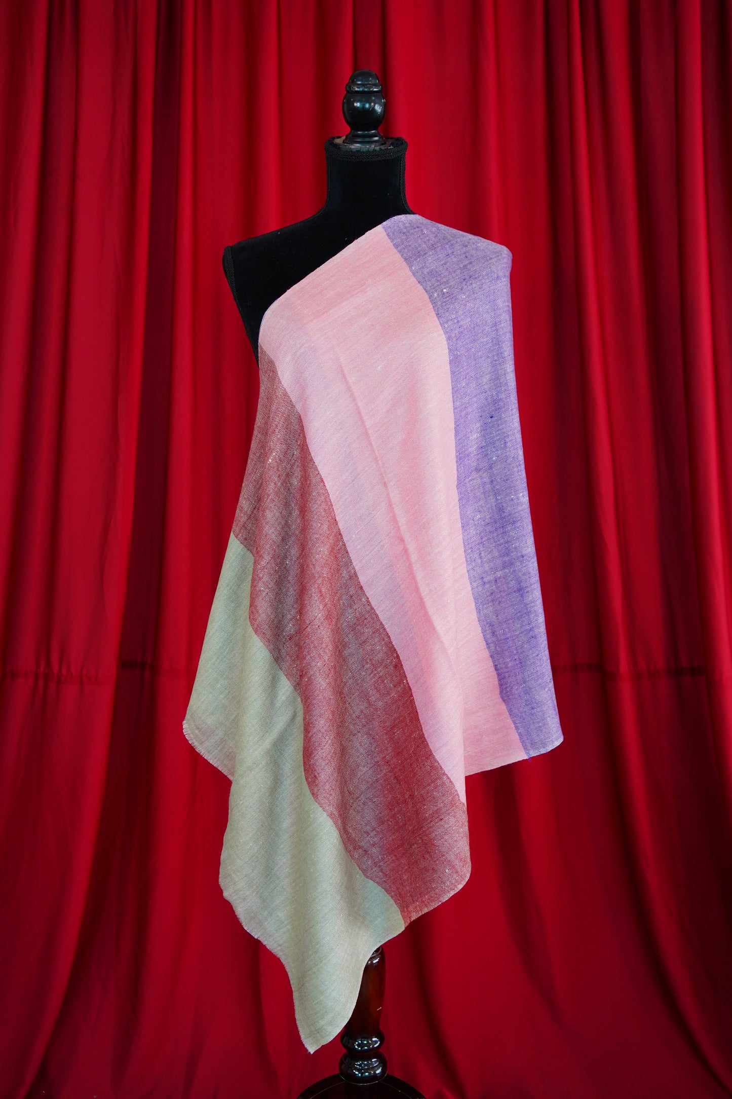 multi-coloured striped pattern pashmina stole 0049