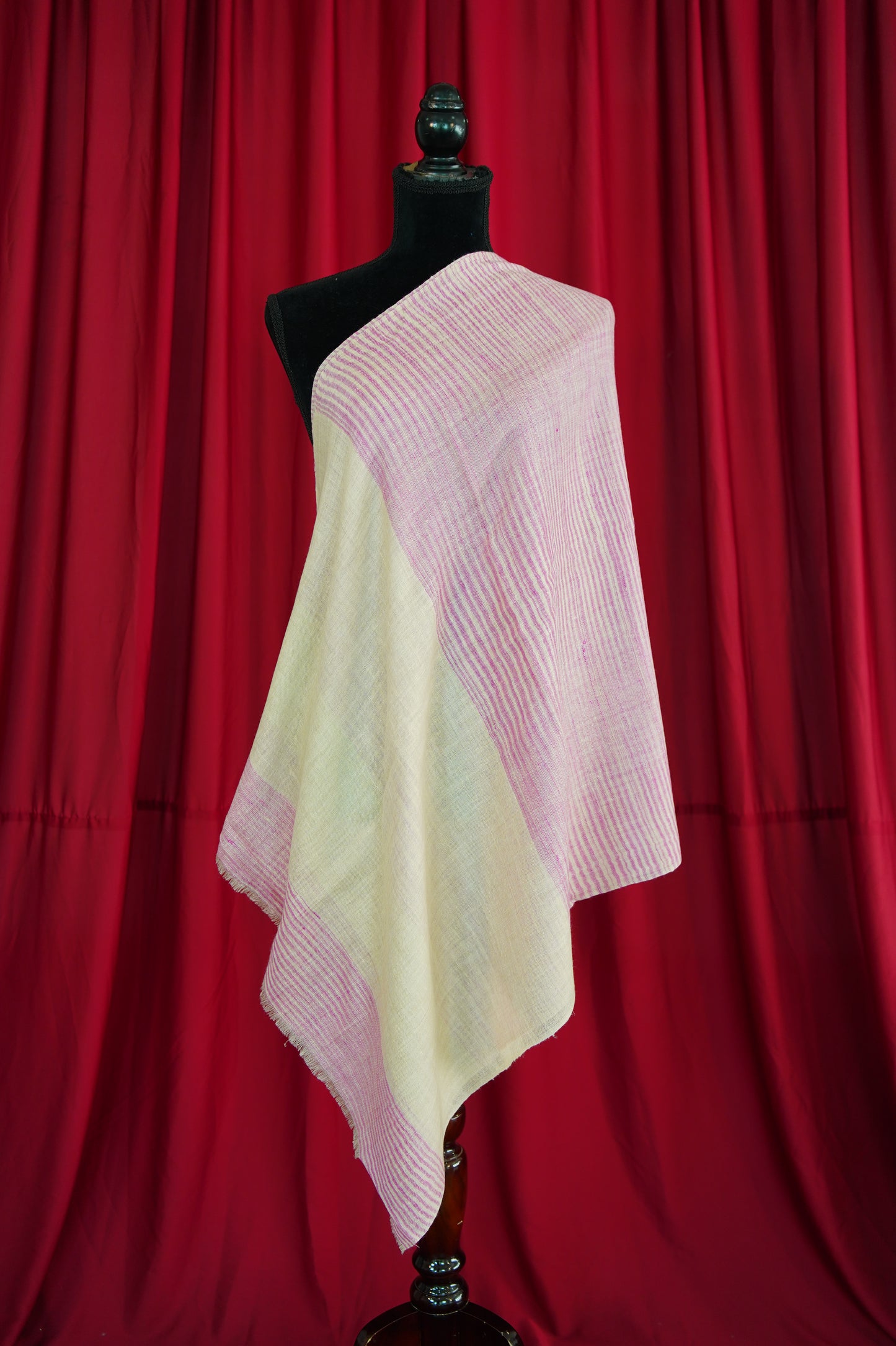 natural and purple striped pashmina stole 0051