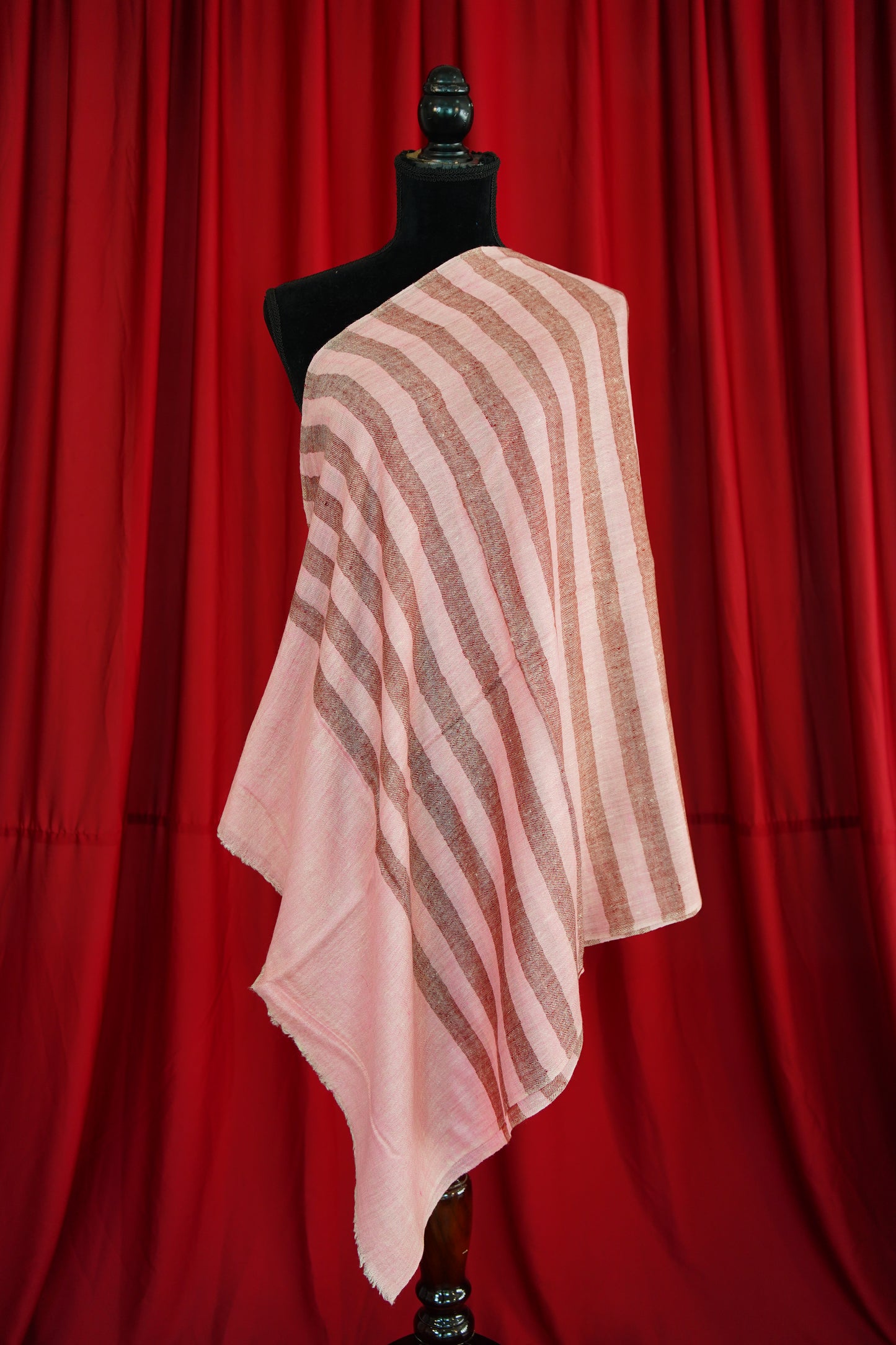 pink and brown striped pashmina stole 0052