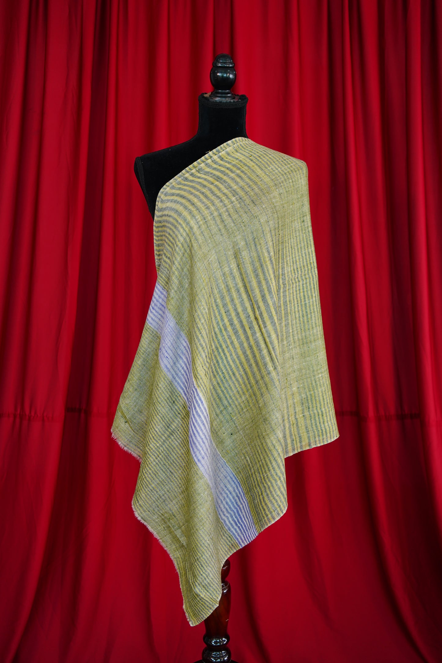 green striped pashmina stole 0061