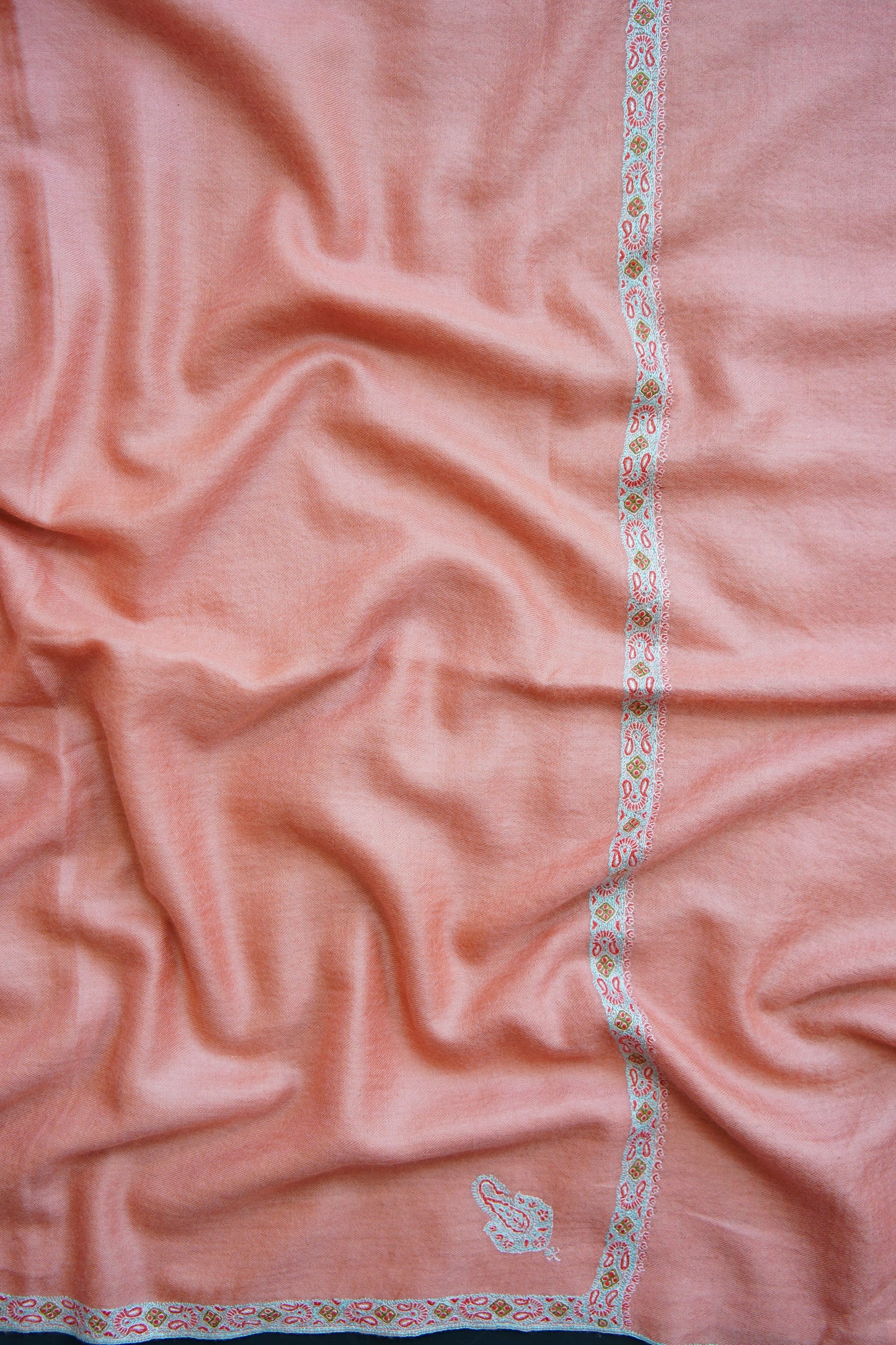 salmon GI embroidery pashmina shawl 0064