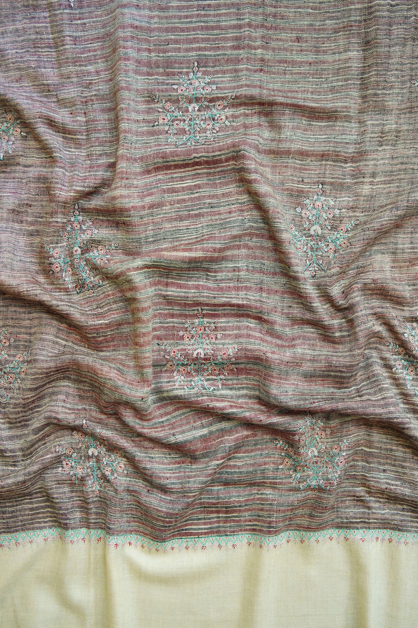 striped GI butis embroidery pashmina shawl 0067
