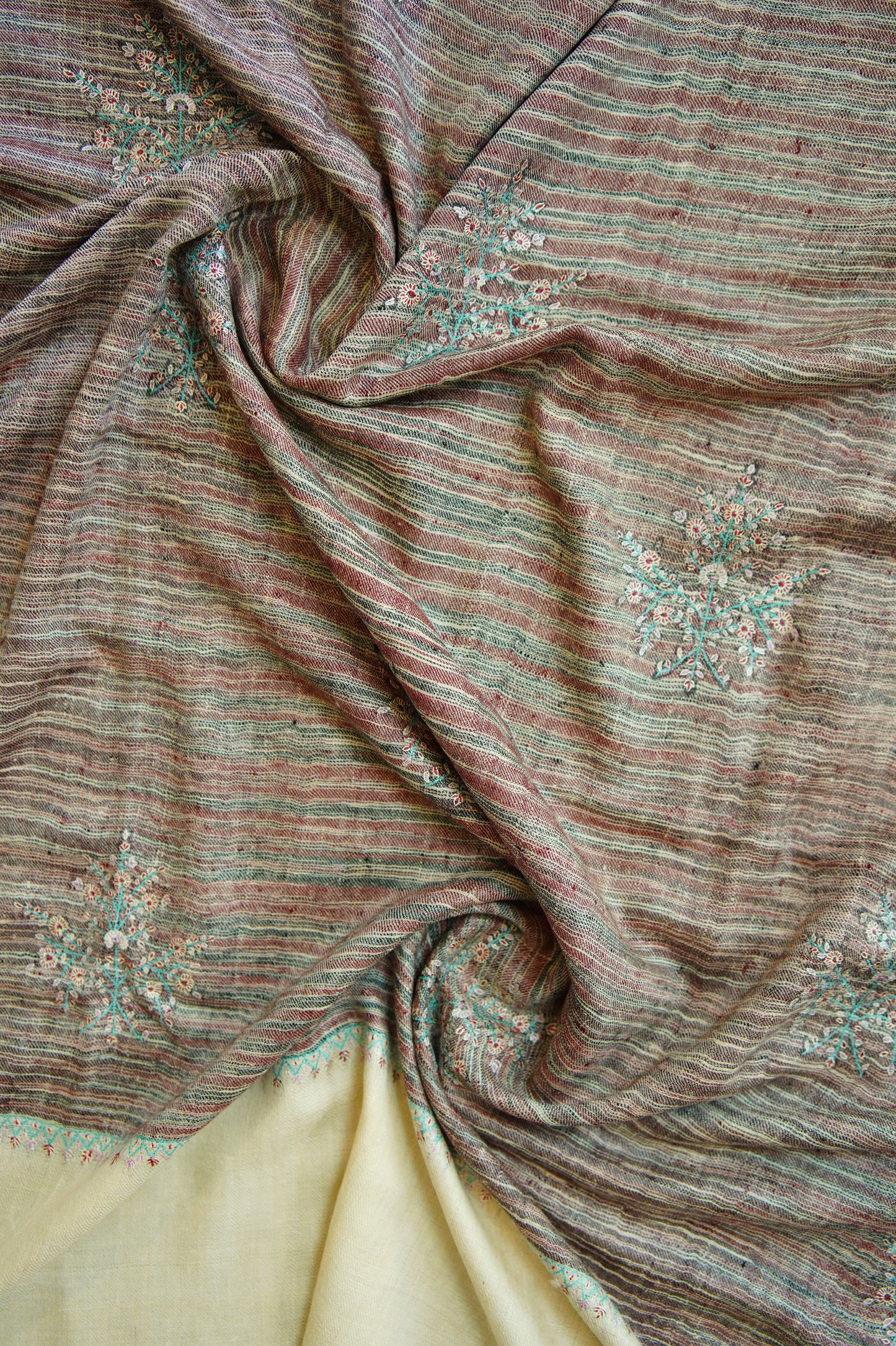 striped GI butis embroidery pashmina shawl 0067
