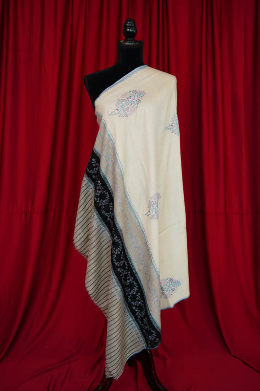 multi-coloured GI embroidery pashmina shawl 0073