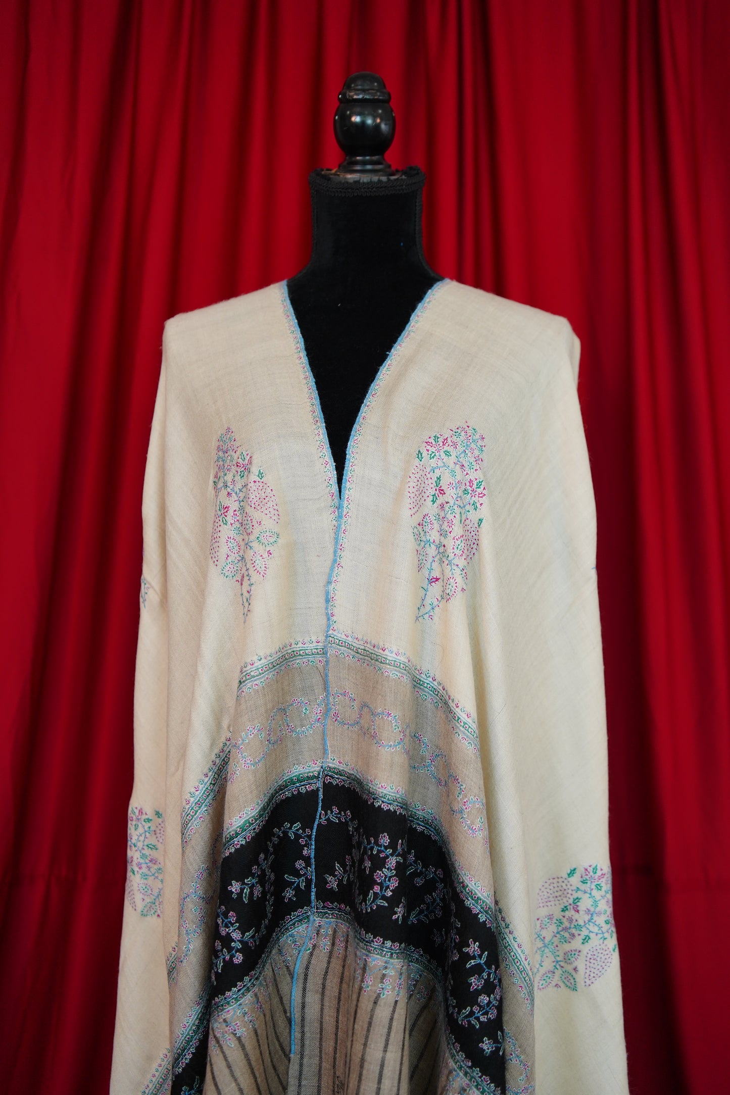 multi-coloured GI embroidery pashmina shawl 0073