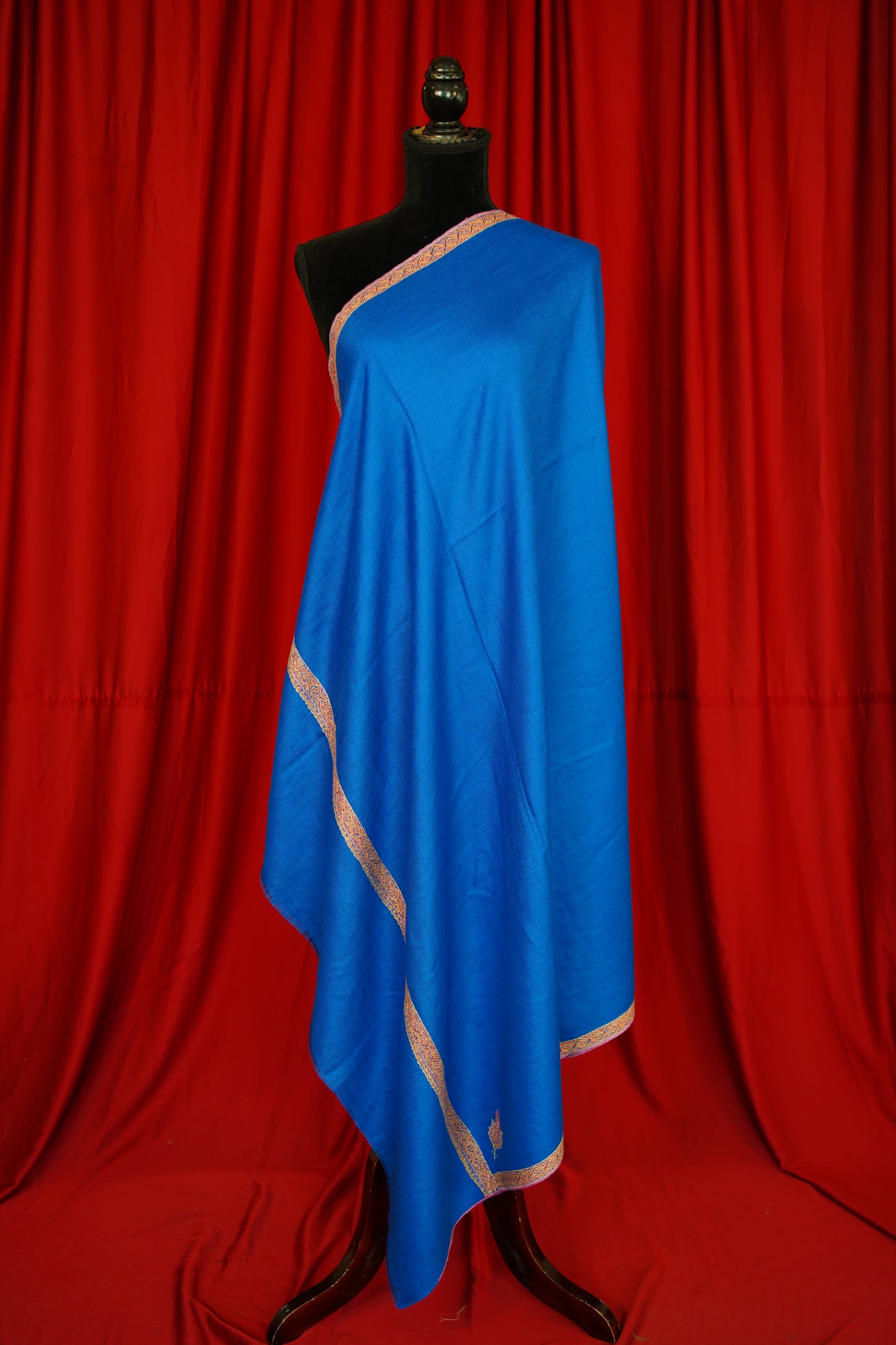 sapphire blue GI embroidery pashmina shawl 0074
