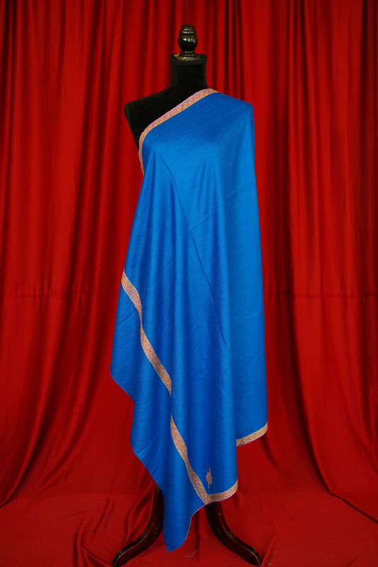 sapphire blue GI embroidery pashmina shawl 0074